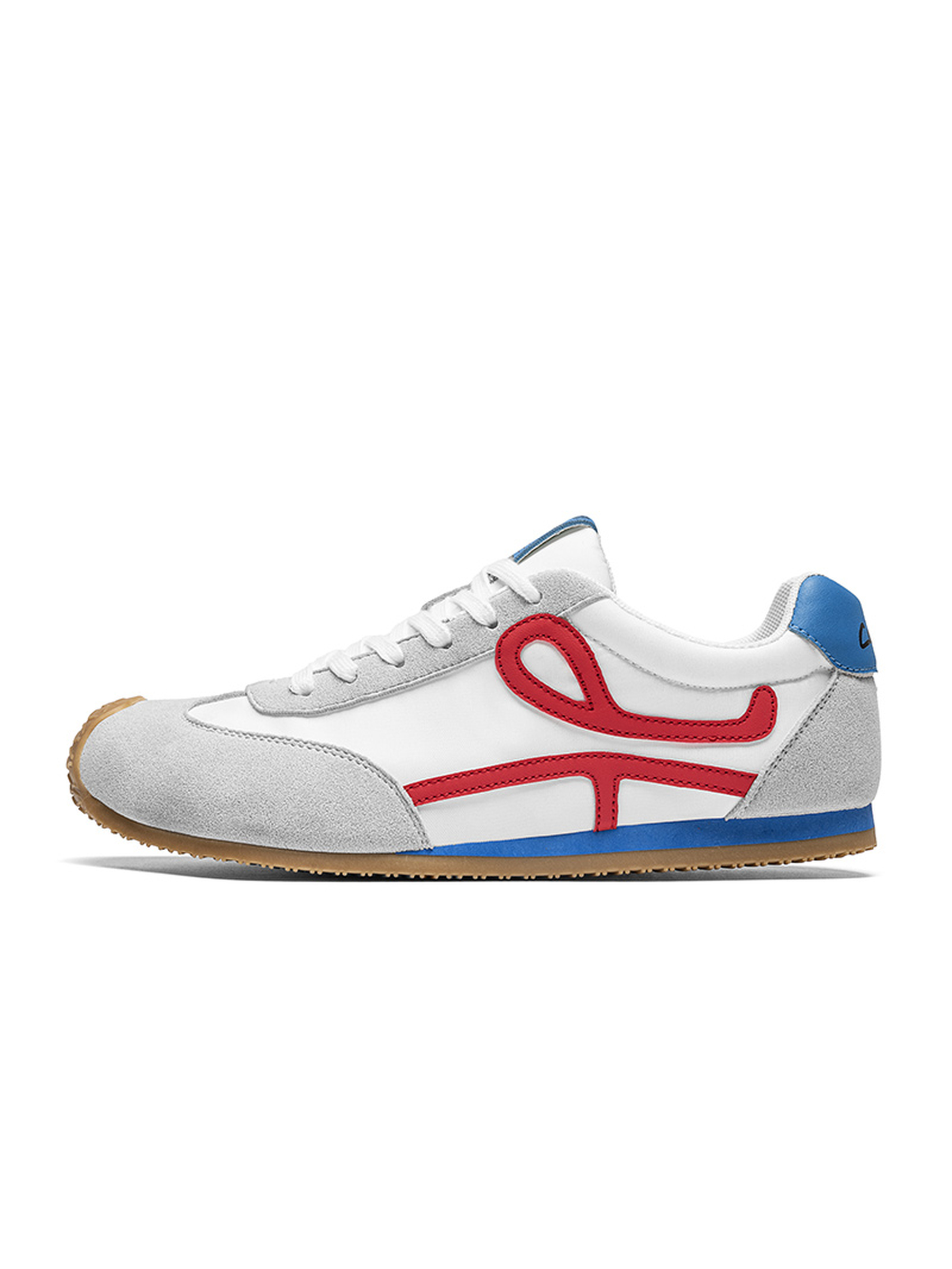 Mens White and Red Retro Sporty Sneakers