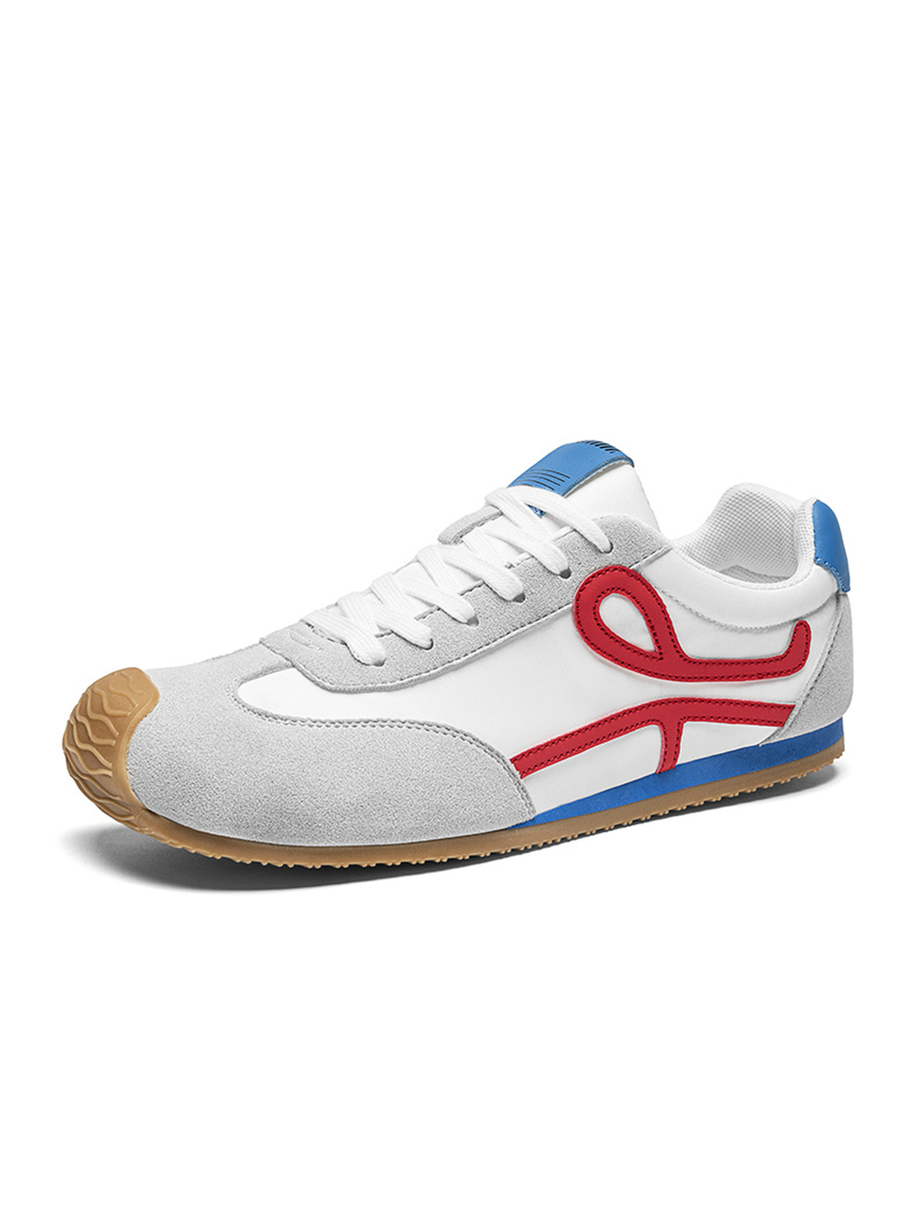 Mens White and Red Retro Sporty Sneakers