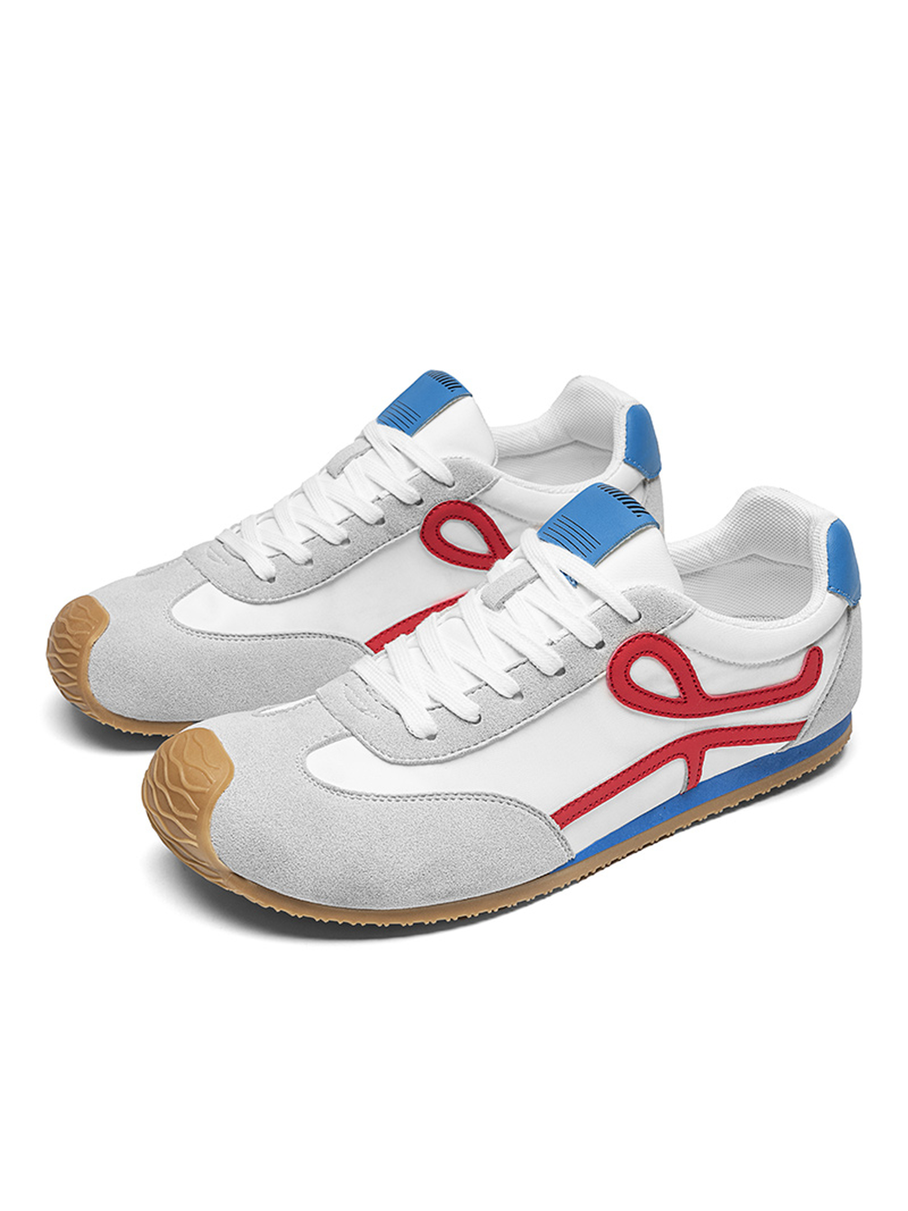 Mens White and Red Retro Sporty Sneakers