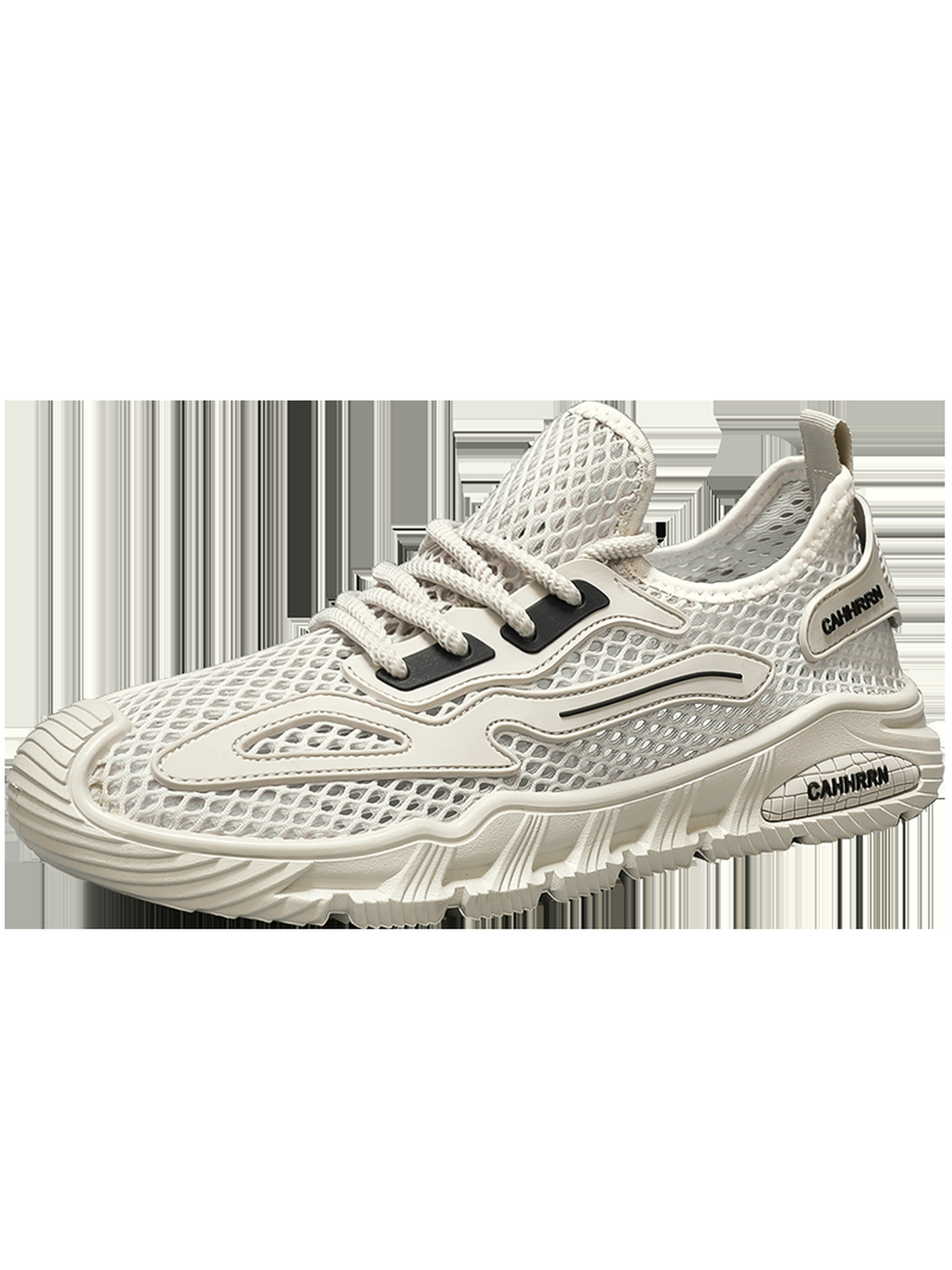 Cream Mesh Breathable Lace Up Sneakers
