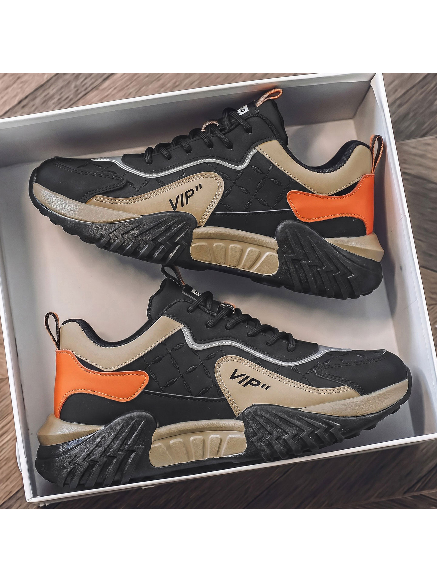 Black Contrast Panel Lace Up Sneakers