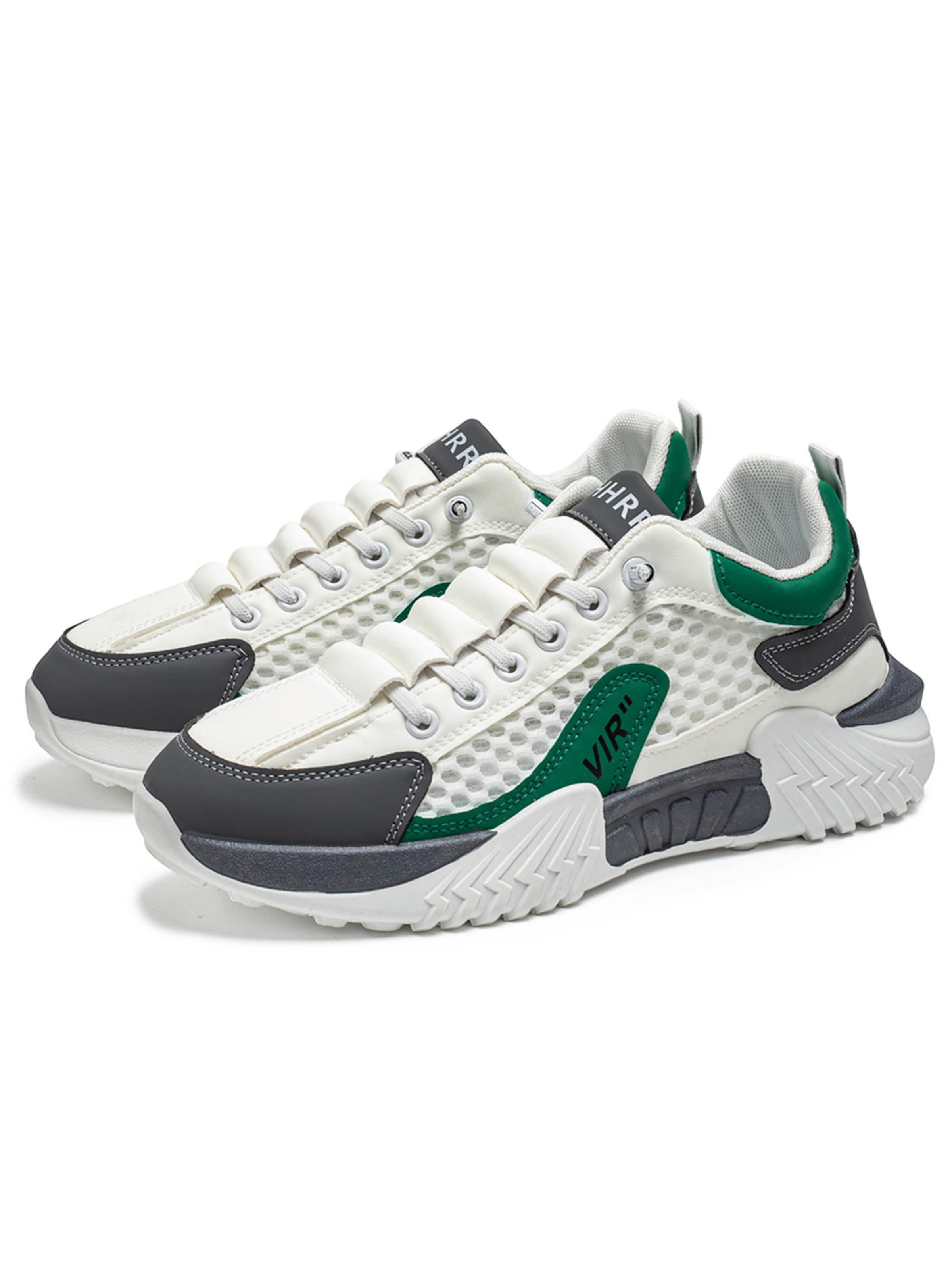 Mens White Mesh Lace Design Sneakers