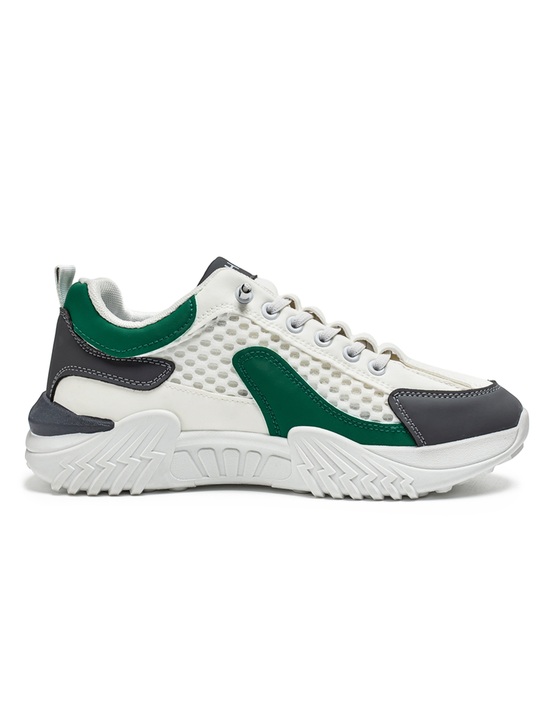 Mens White Mesh Lace Design Sneakers
