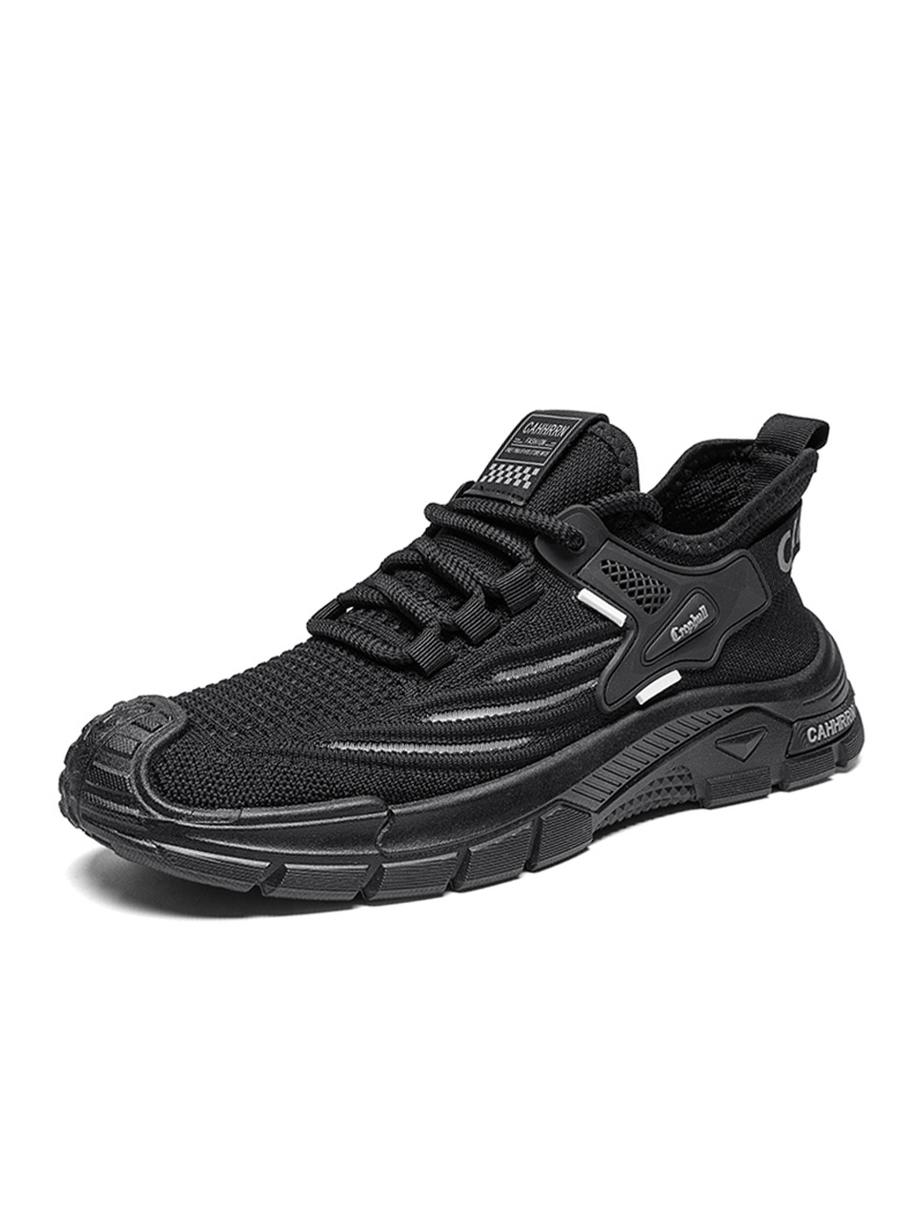 Black Breathable Lace Up Sneakers