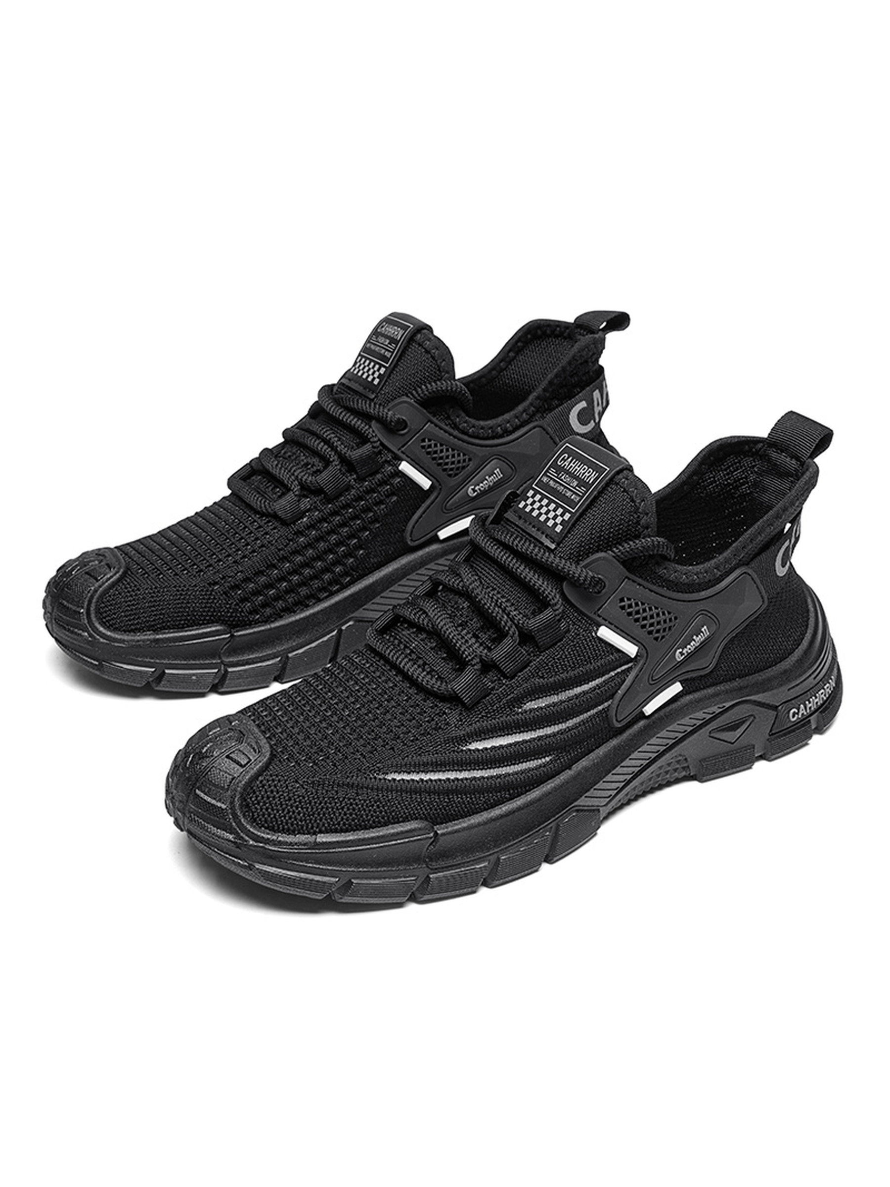 Black Breathable Lace Up Sneakers