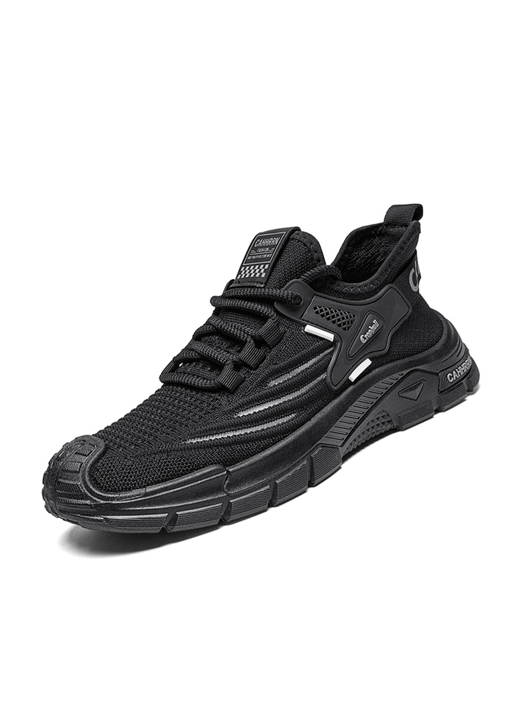 Black Breathable Lace Up Sneakers