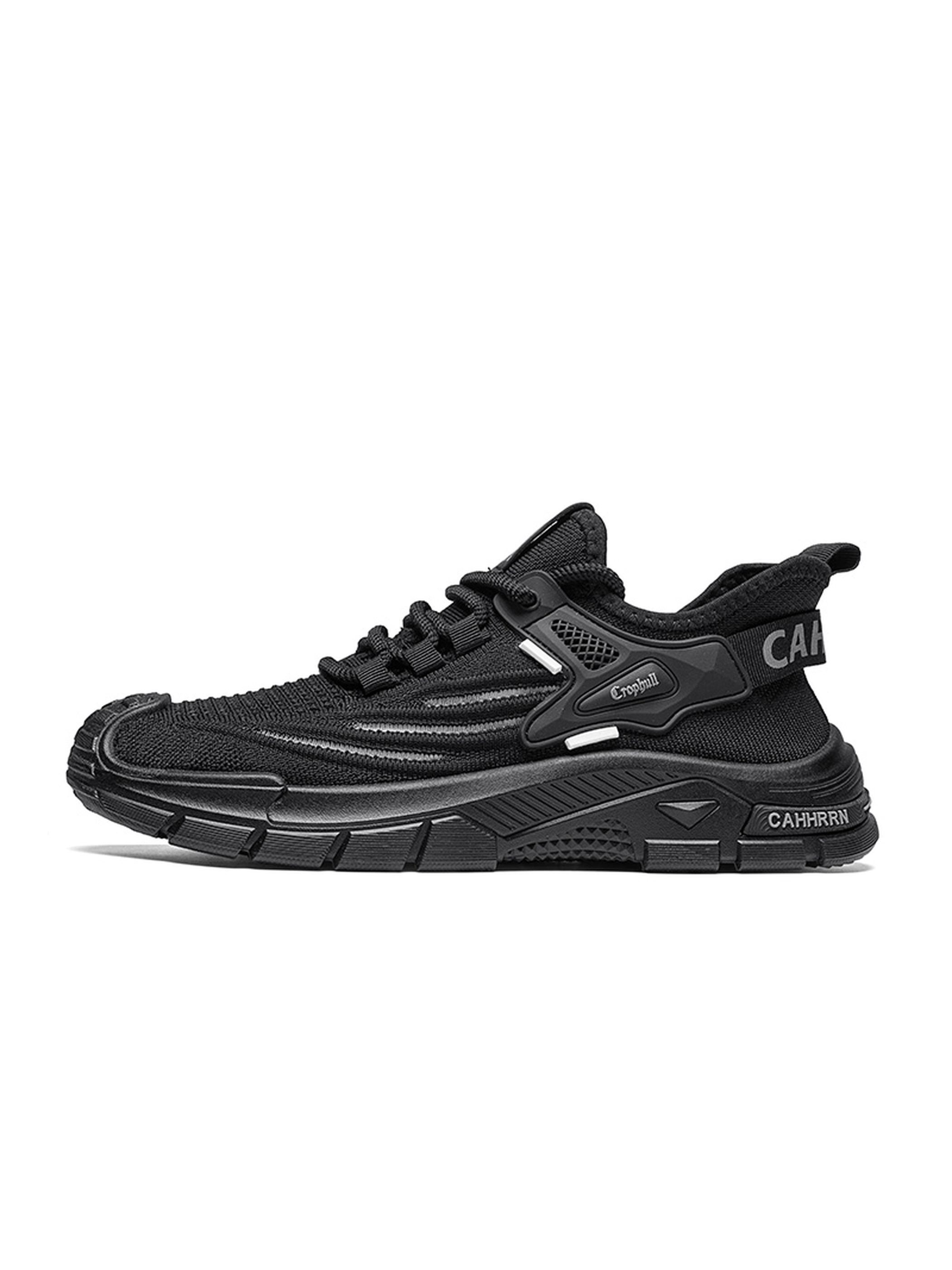Black Breathable Lace Up Sneakers
