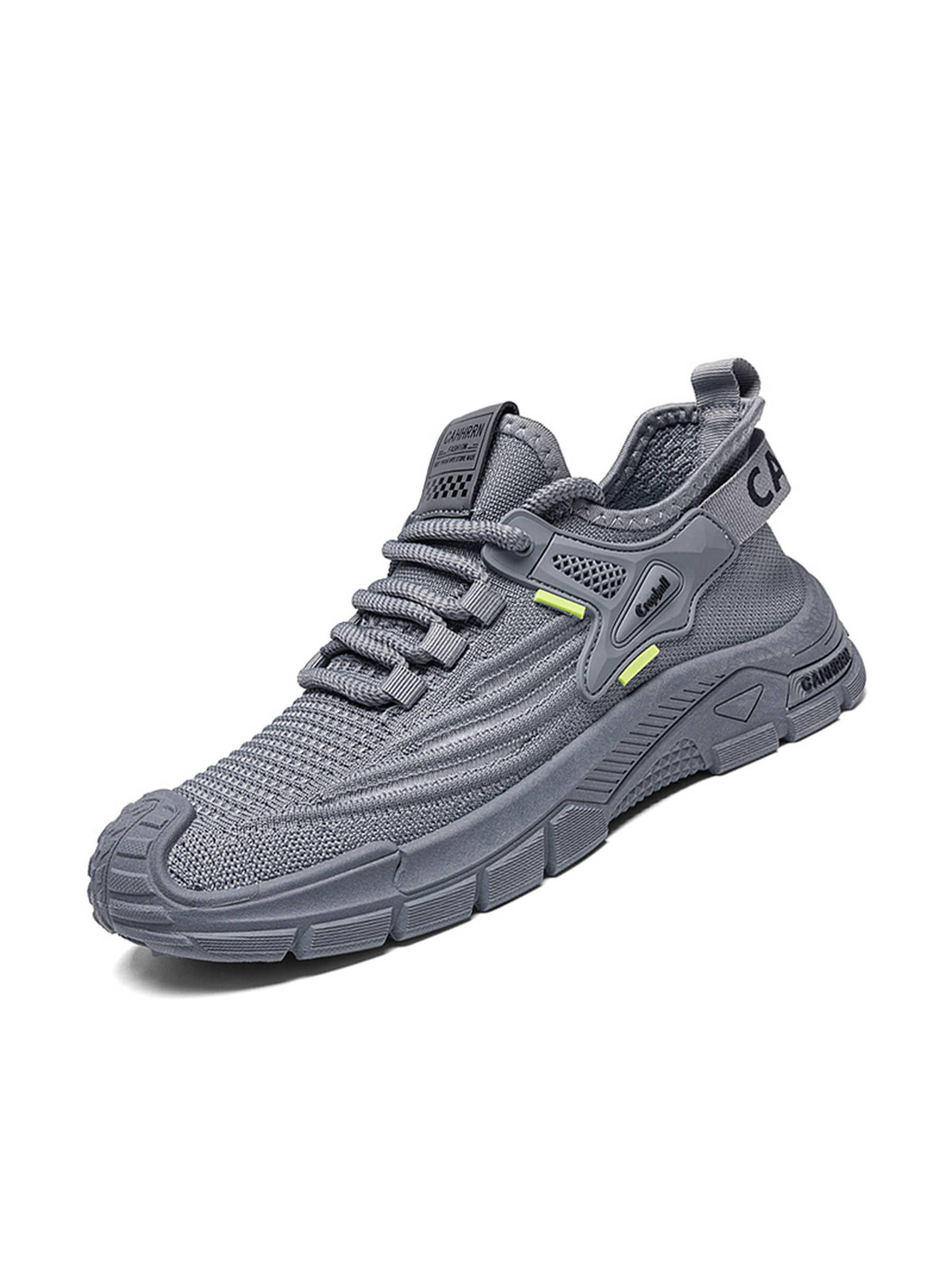 Mens Grey Breathable Sporty Sneakers