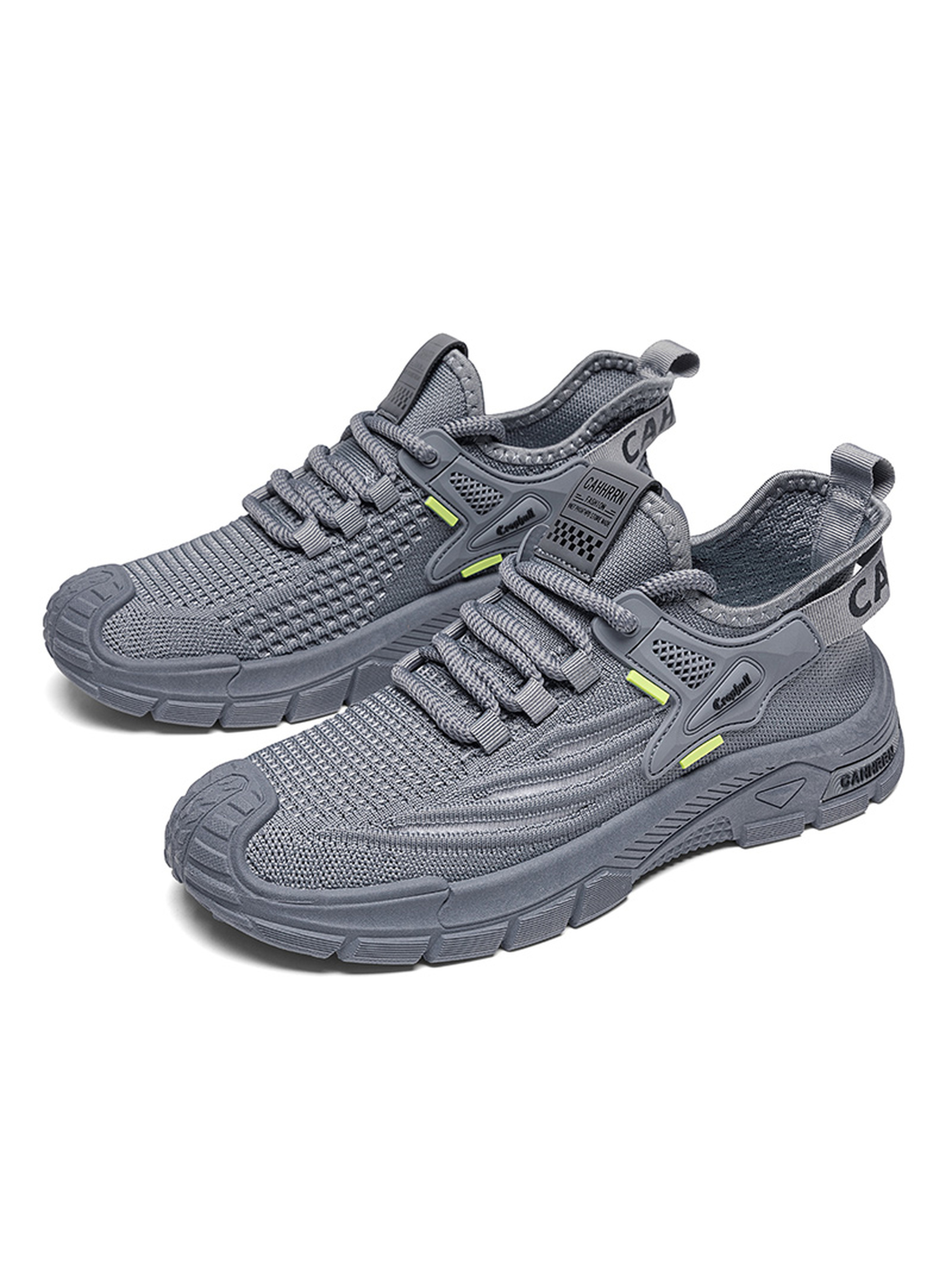 Mens Grey Breathable Sporty Sneakers