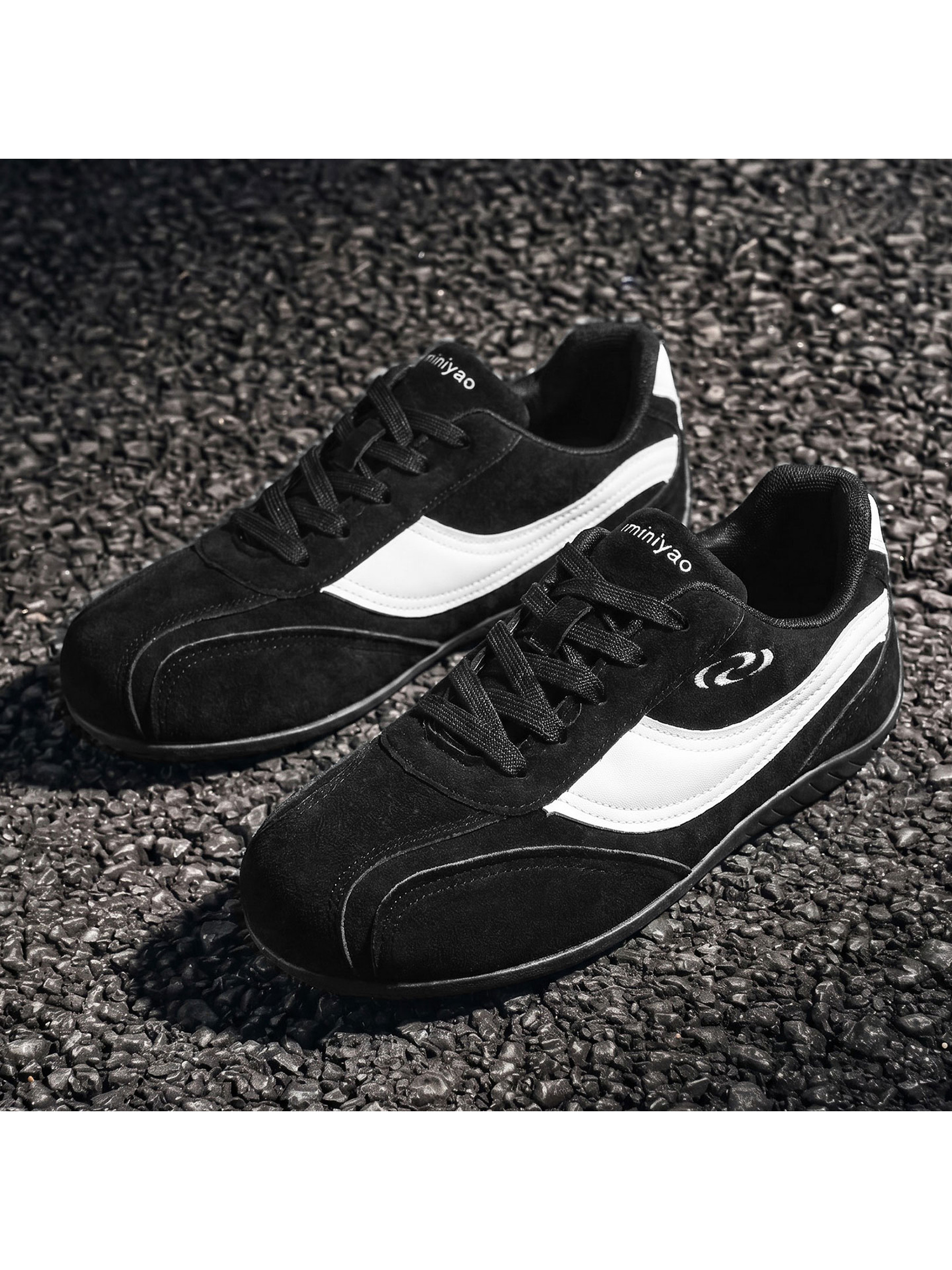 Black Lace-Up Casual Sneakers