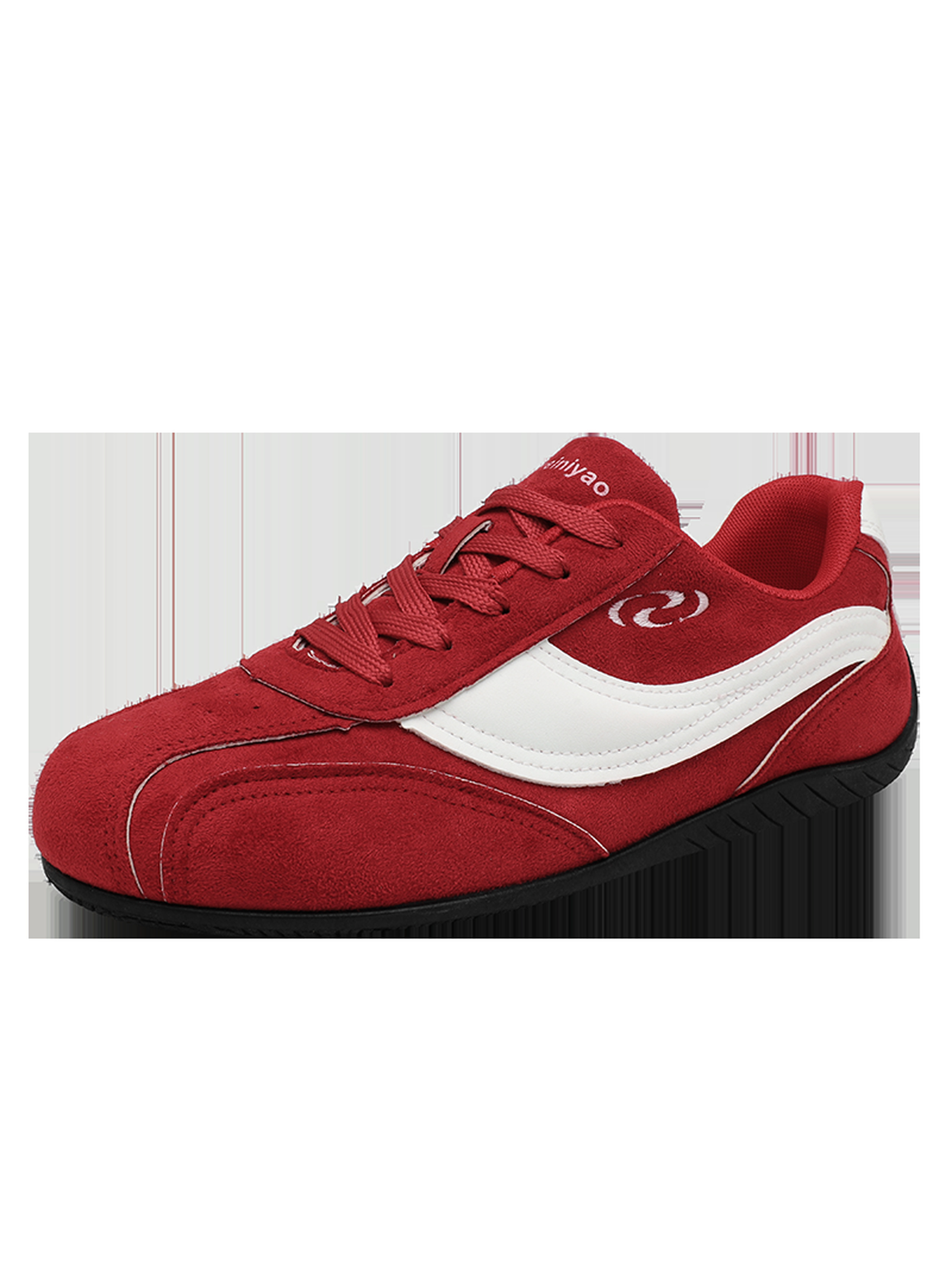 Mens Red Suede Look Lace Up Sneakers