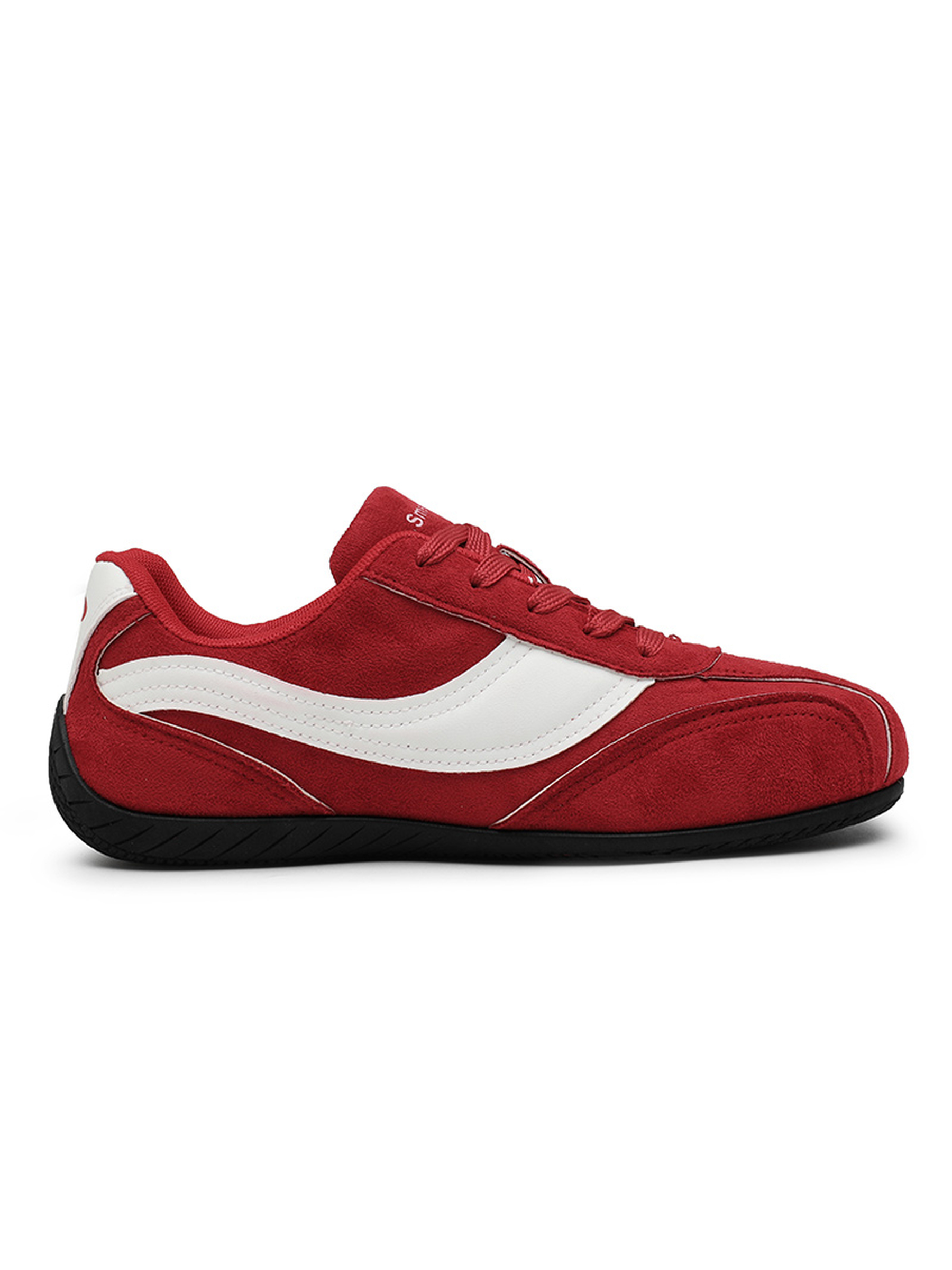 Mens Red Suede Look Lace Up Sneakers