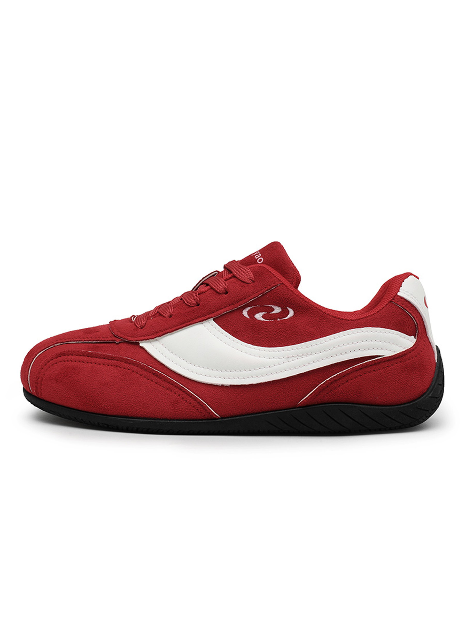 Mens Red Suede Look Lace Up Sneakers