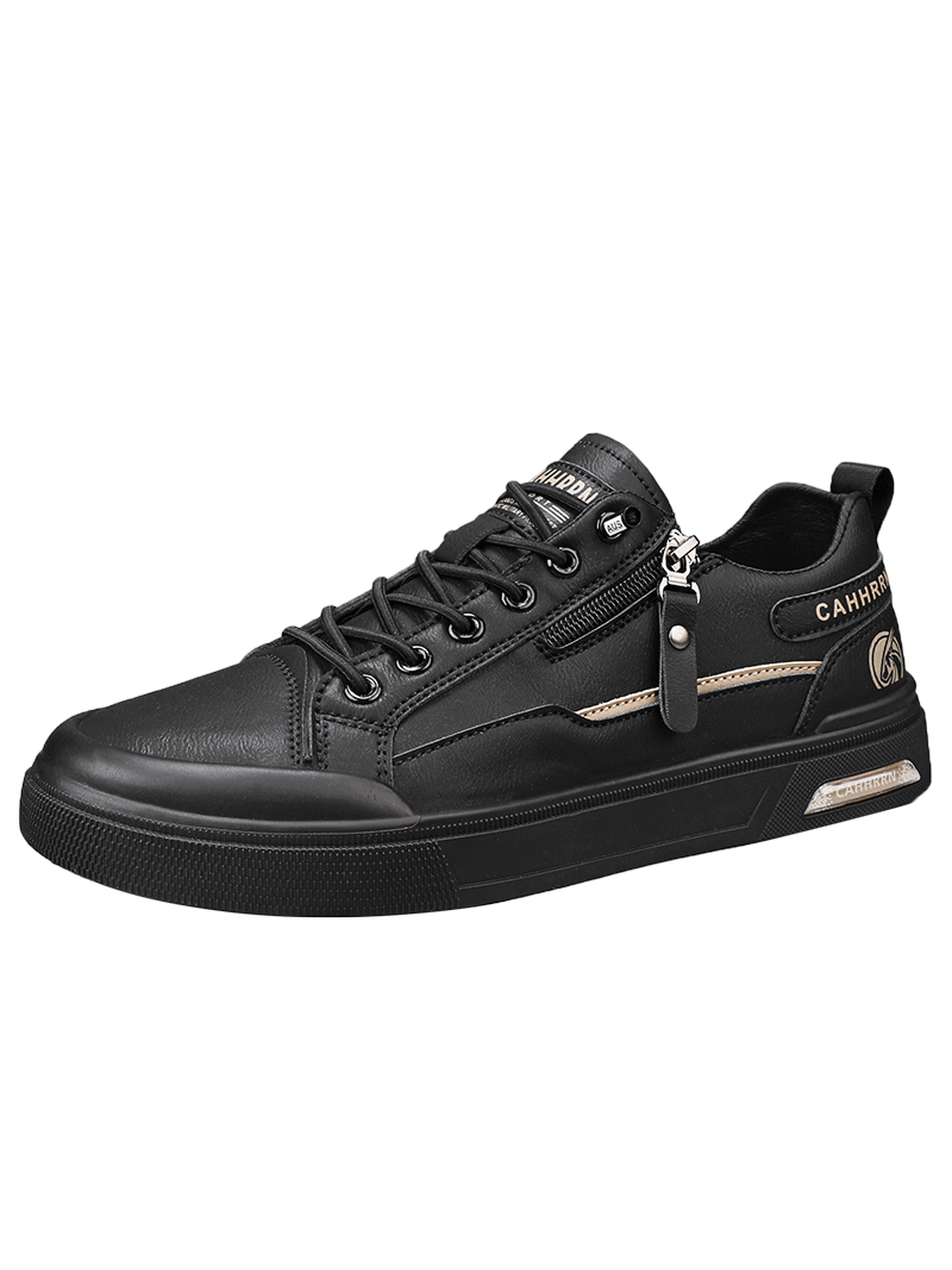 Black Casual Sneakers with Zipper Detail