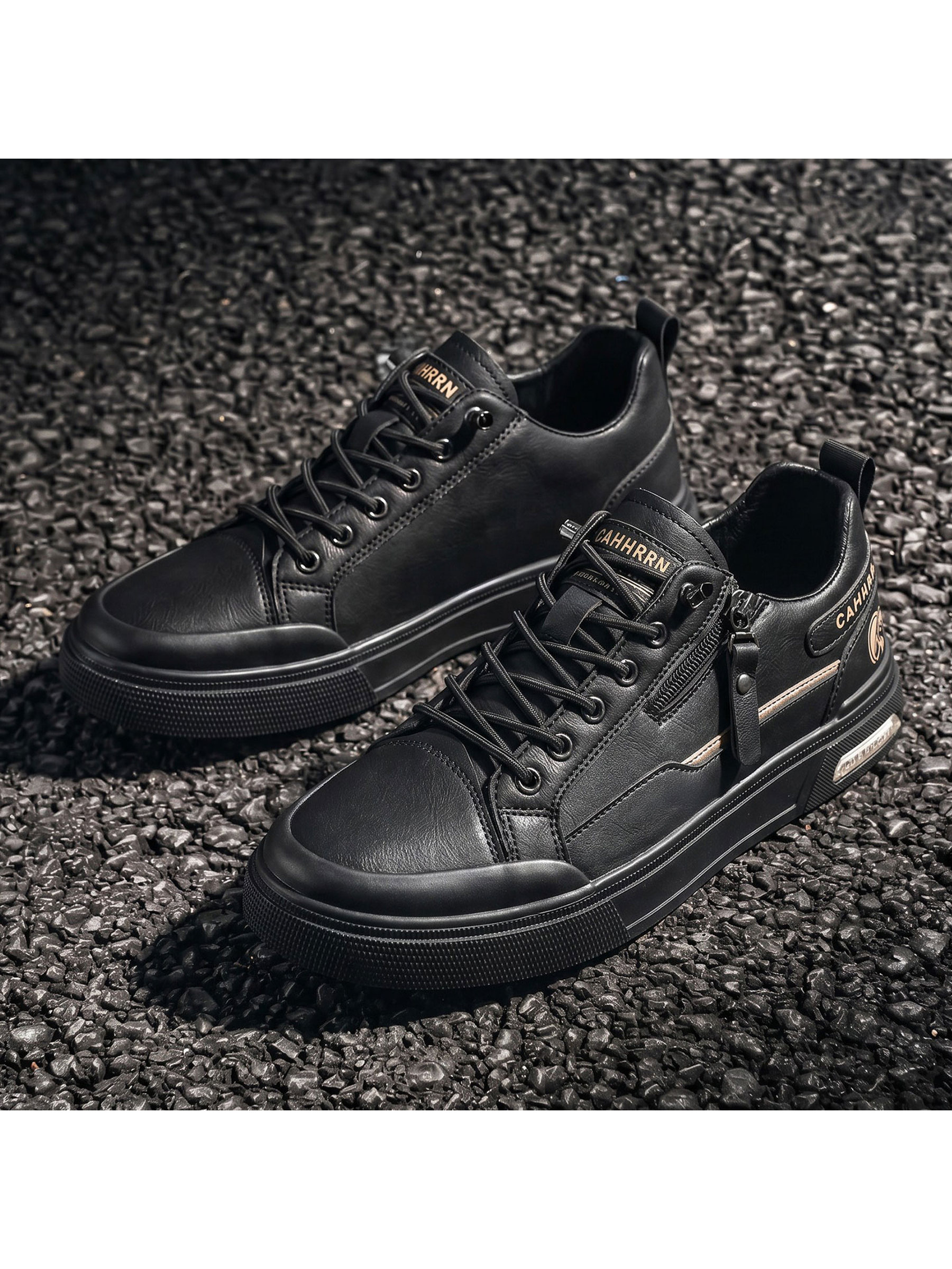 Black Casual Sneakers with Zipper Detail