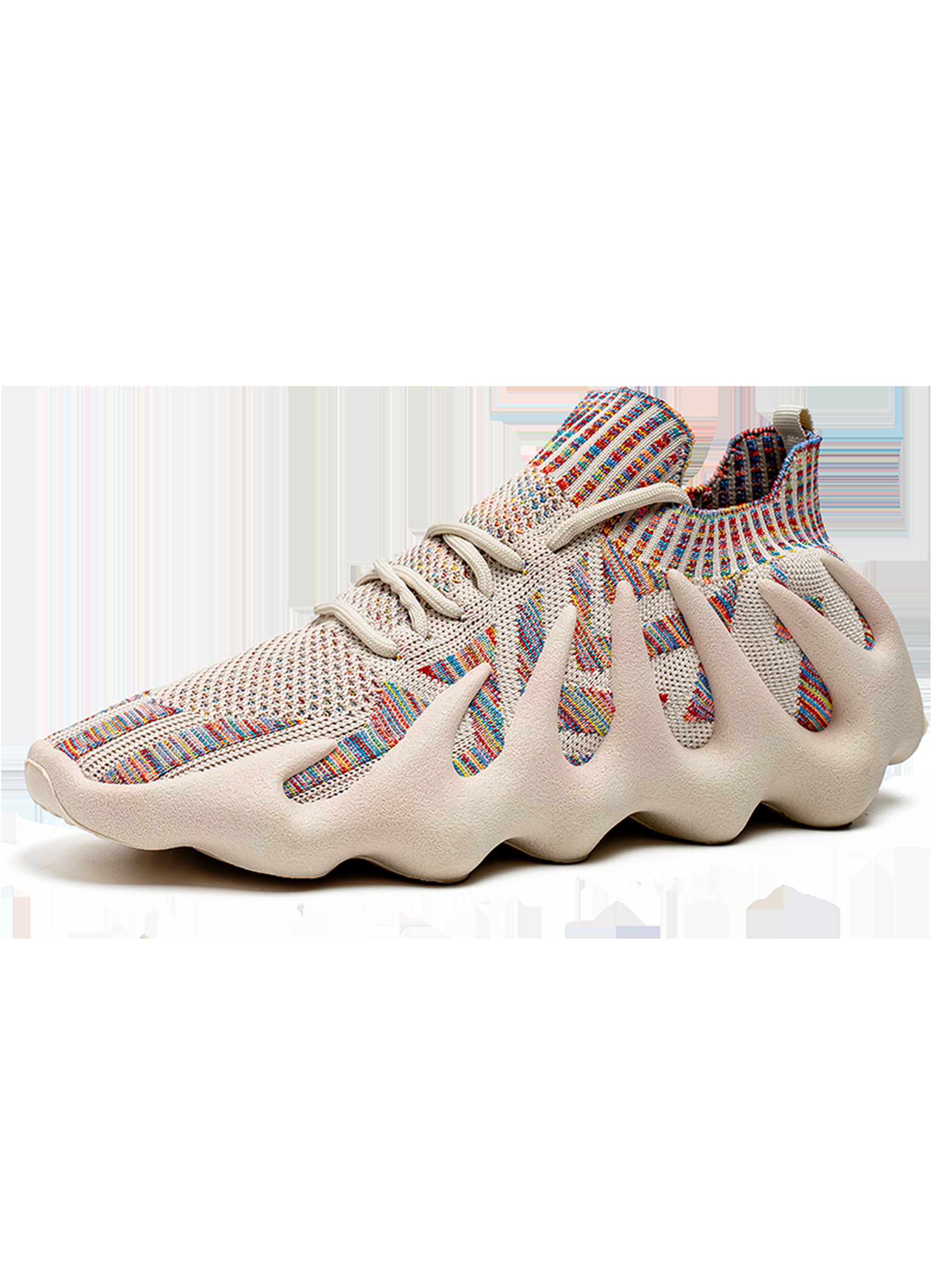 Beige Multi Knit Sports Sneakers