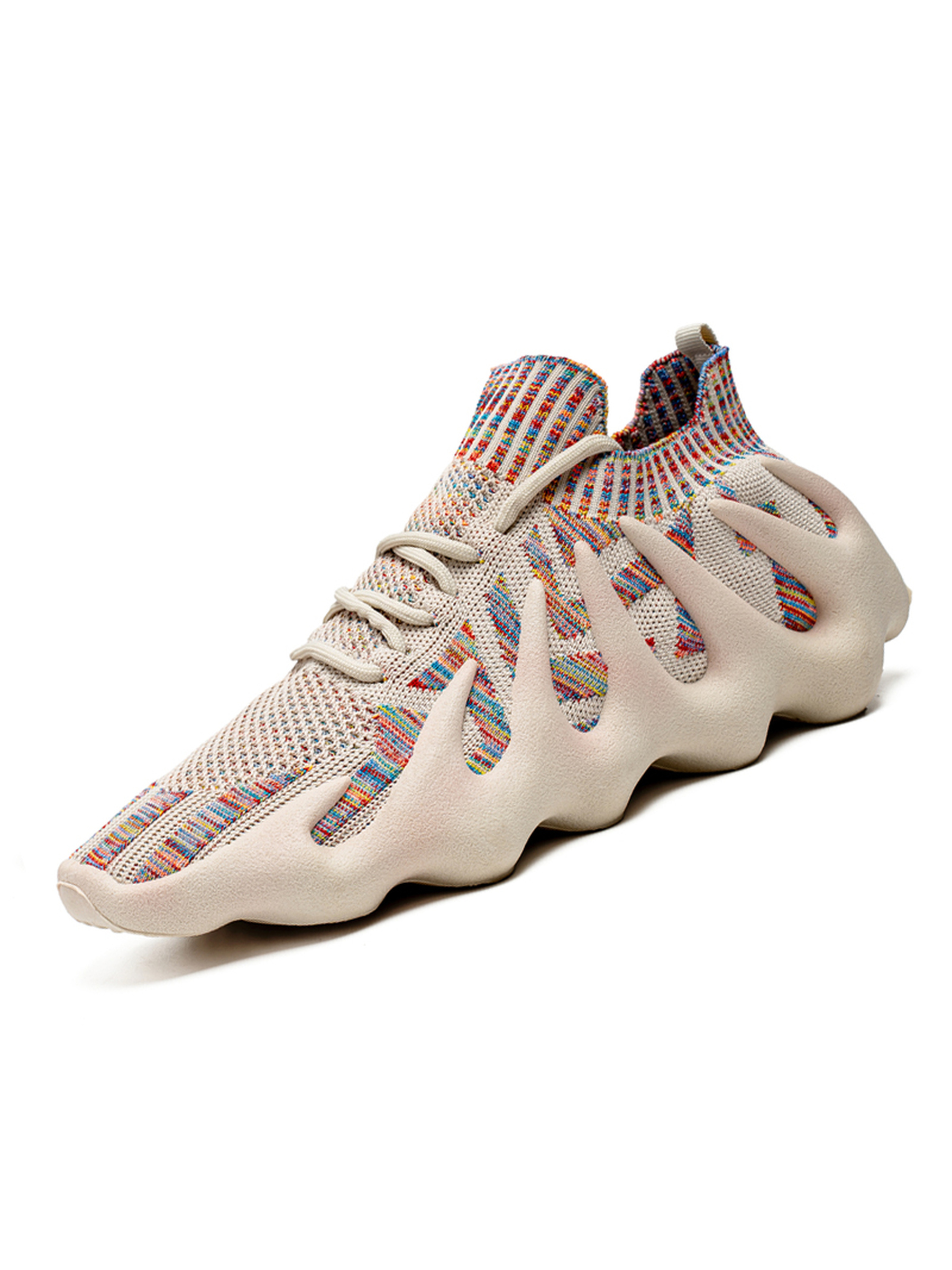 Beige Multi Knit Sports Sneakers