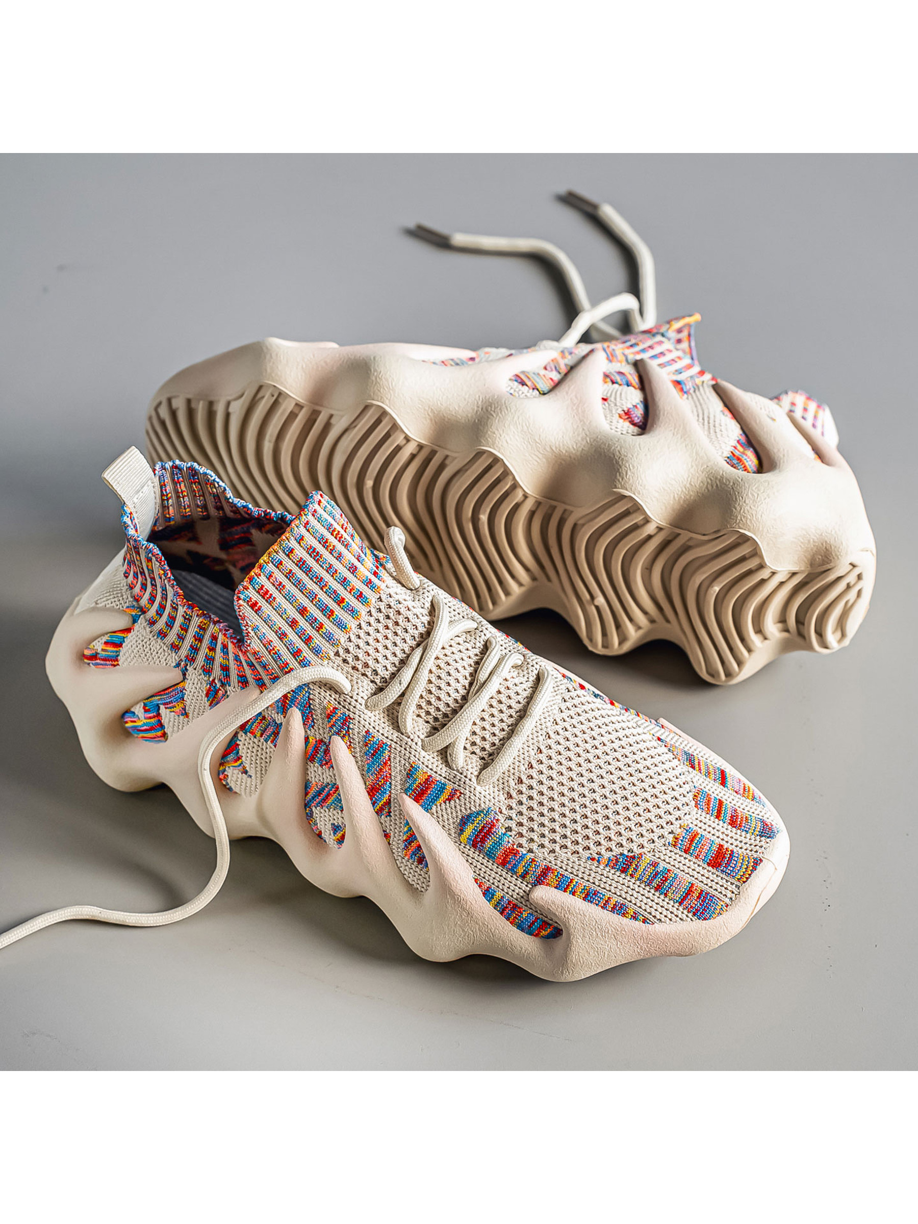 Beige Multi Knit Sports Sneakers