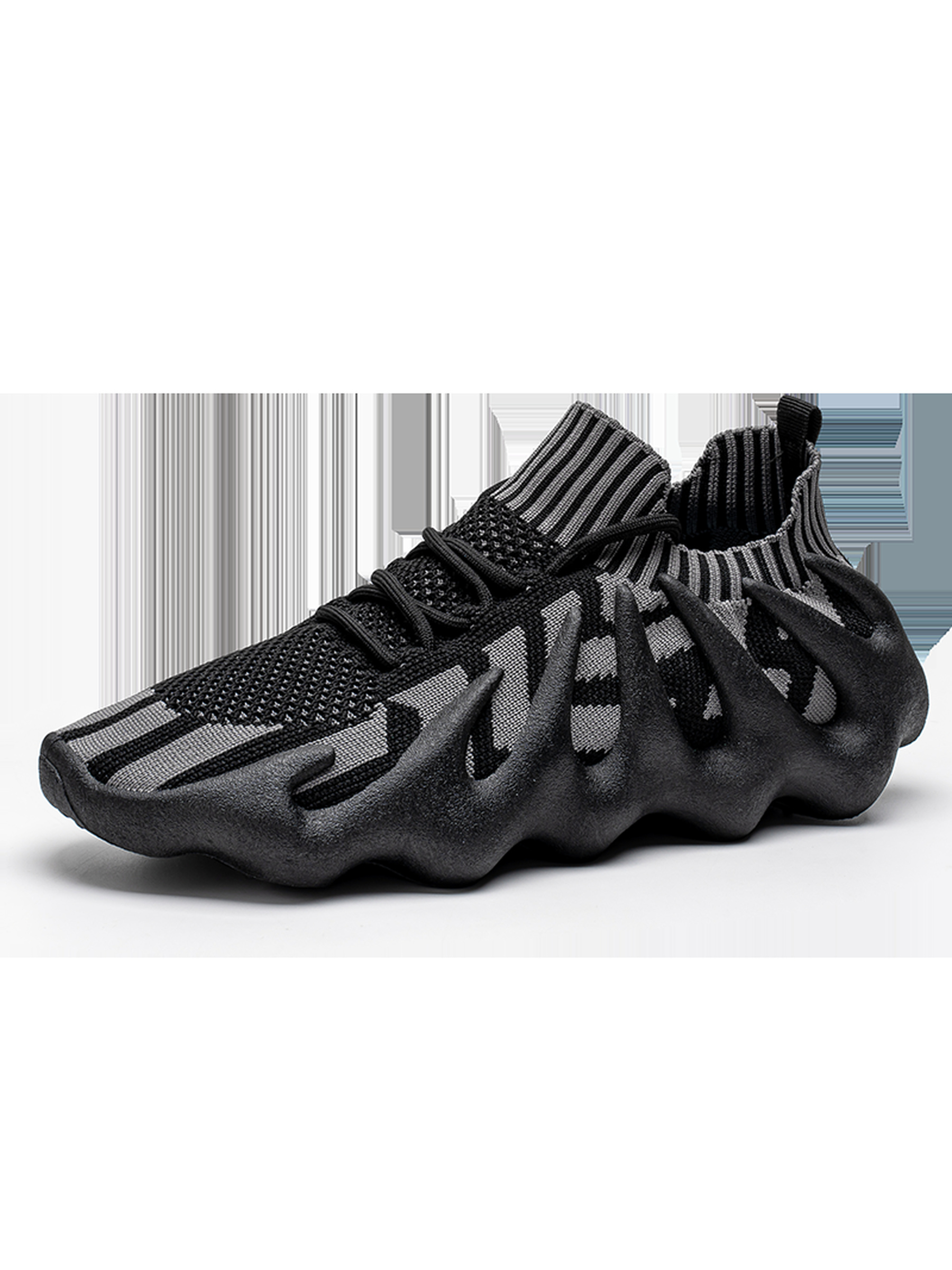 Mens Grey Knit Sneakers with Sculpted Outsole
