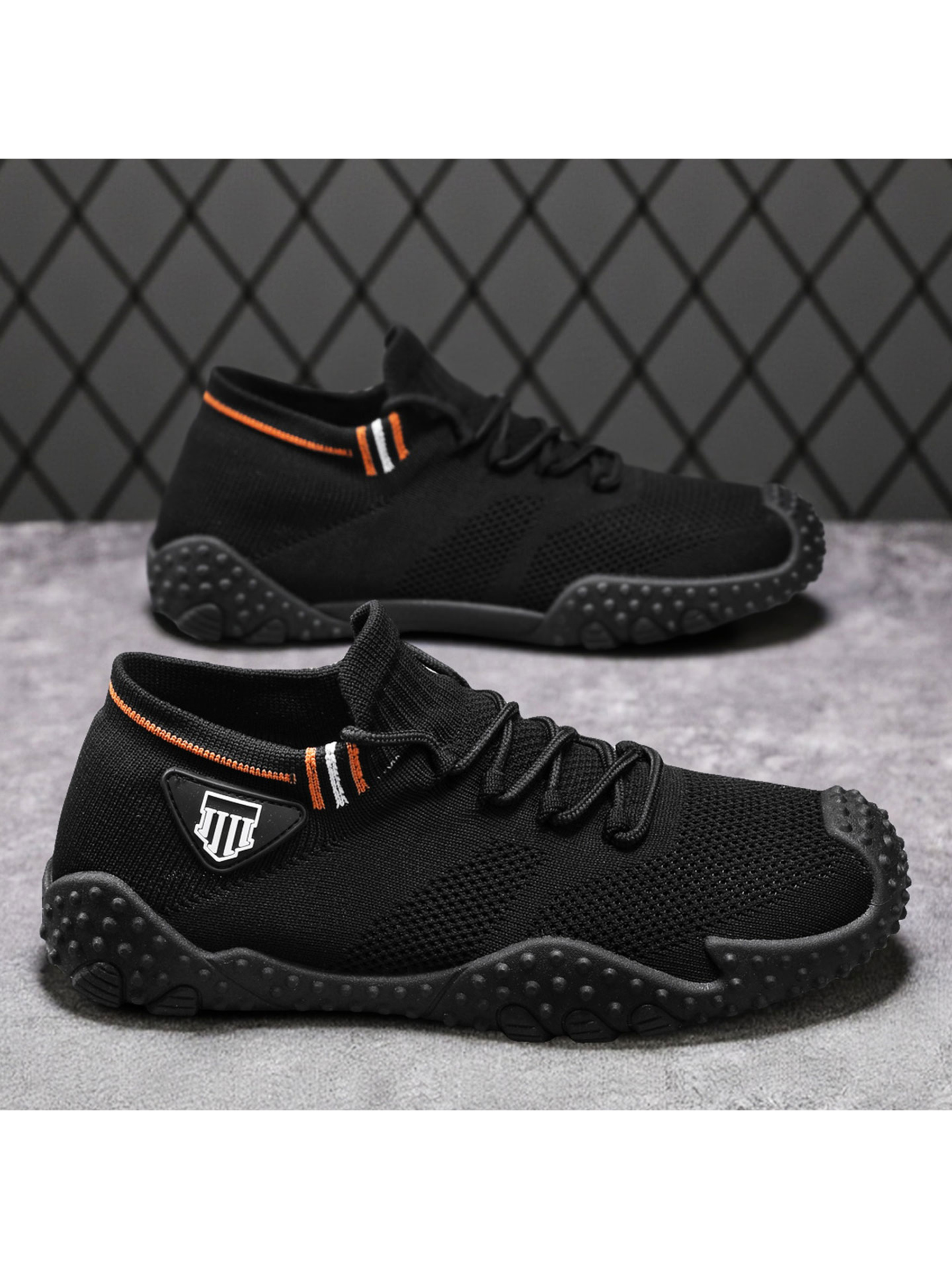 Black Breathable Knit Sneakers