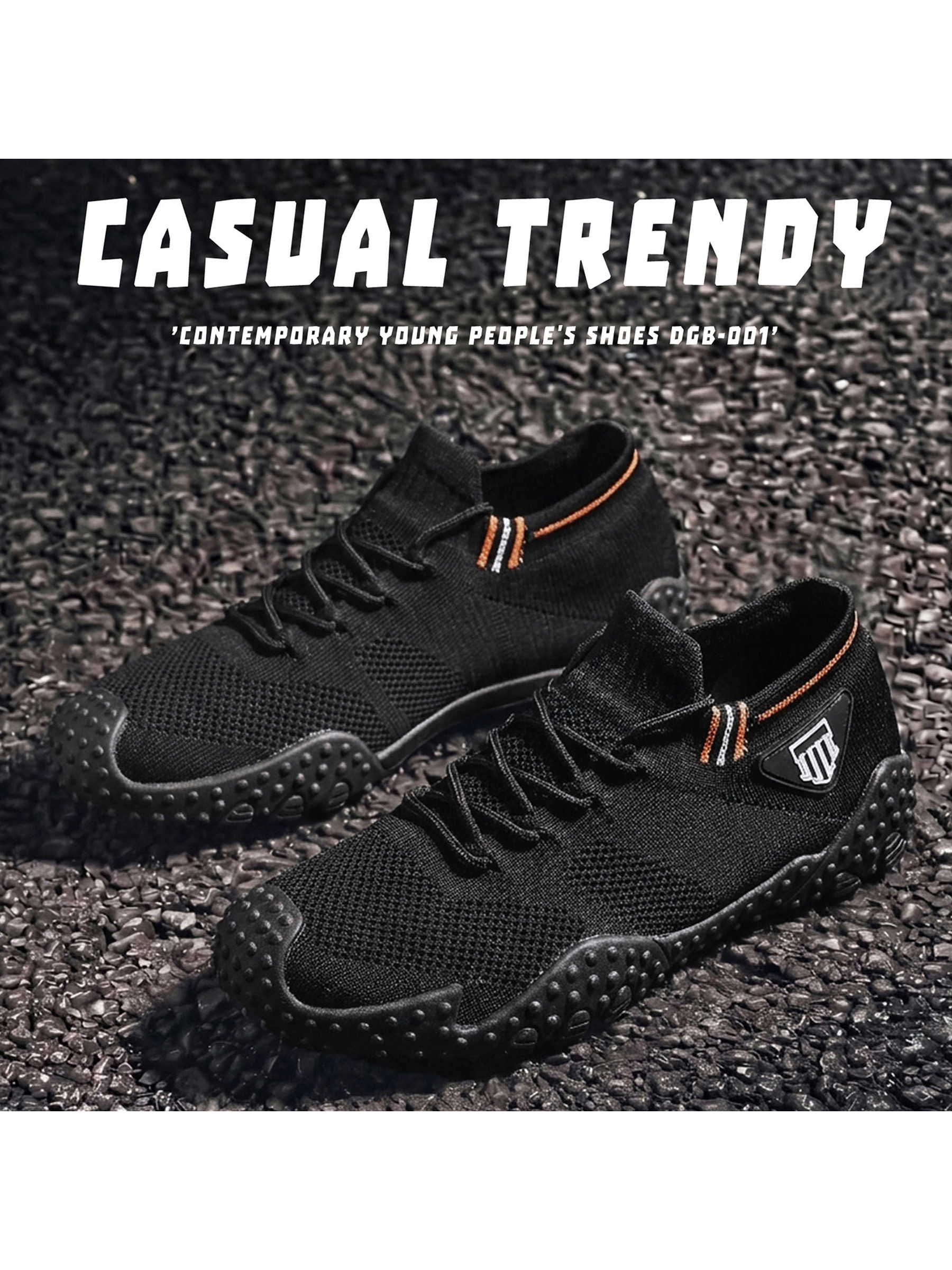 Black Breathable Knit Sneakers