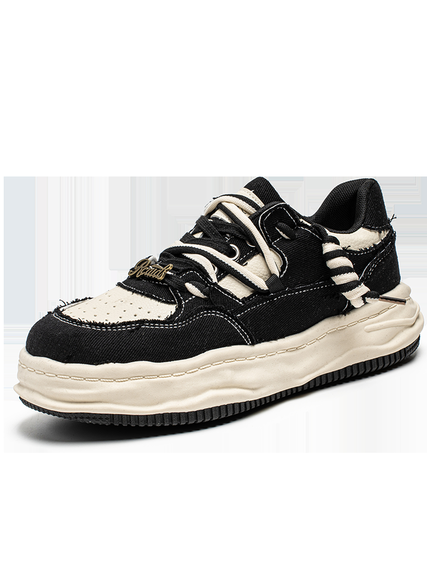 Black Lace Up Flatform Sneakers