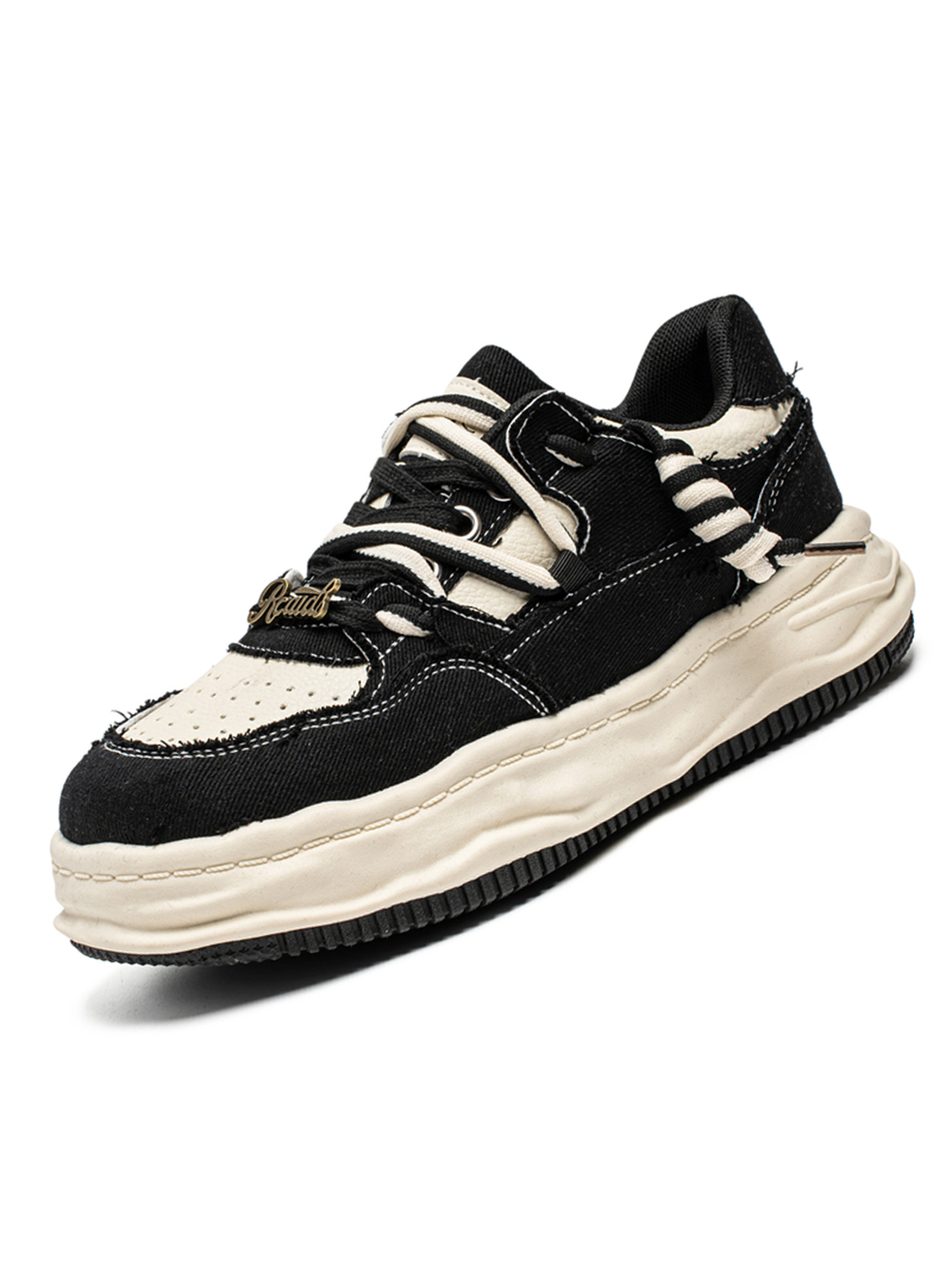 Black Lace Up Flatform Sneakers