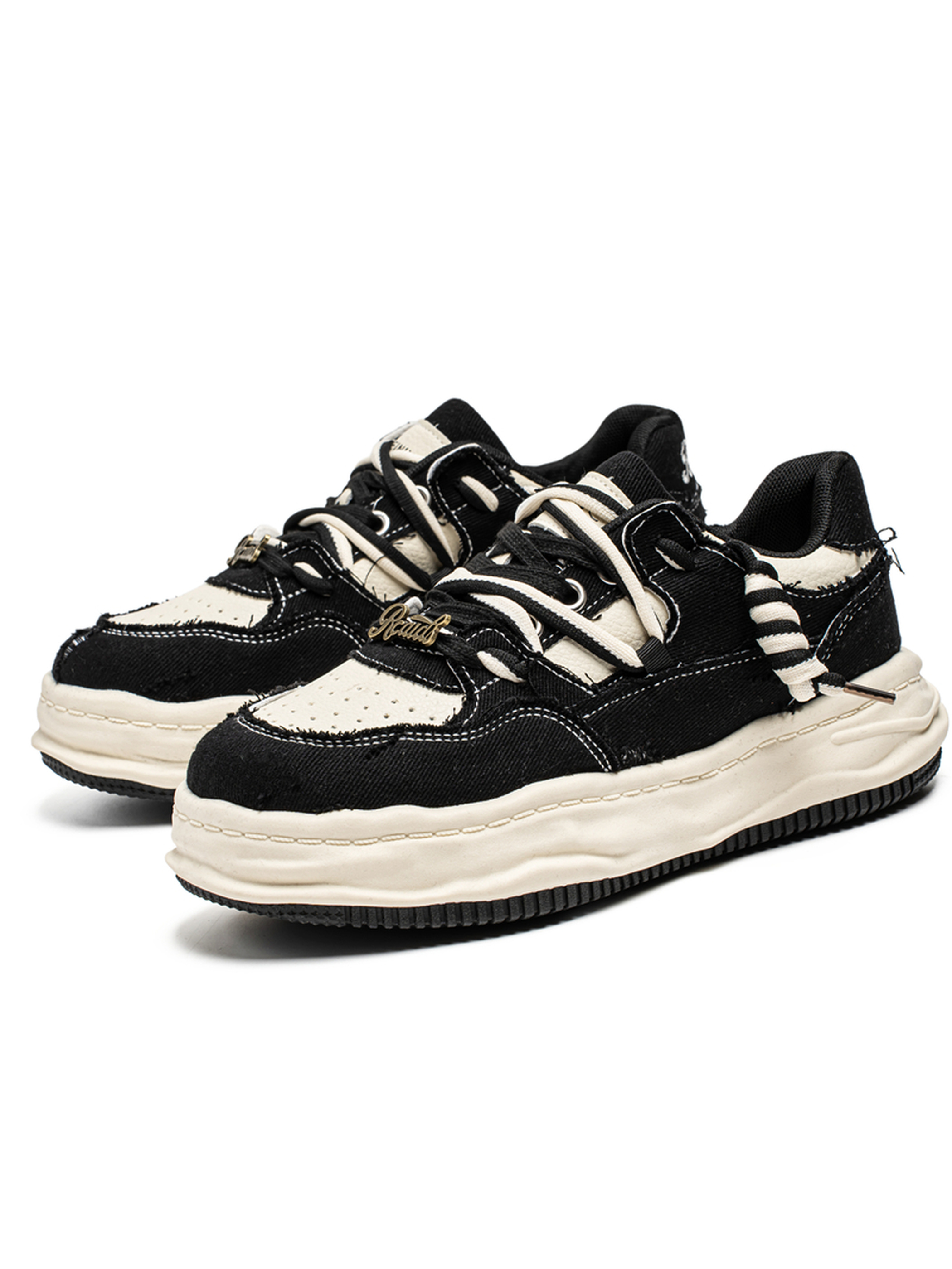 Black Lace Up Flatform Sneakers