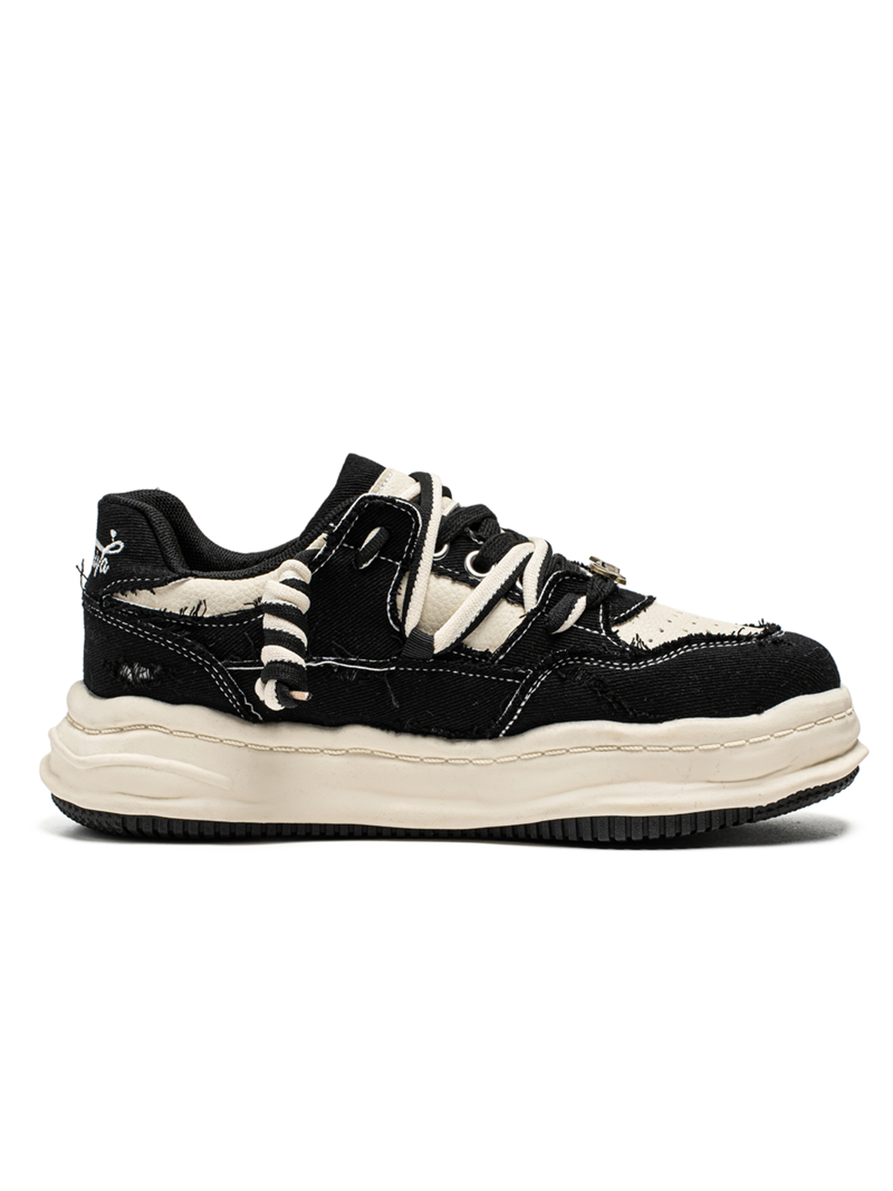 Black Lace Up Flatform Sneakers
