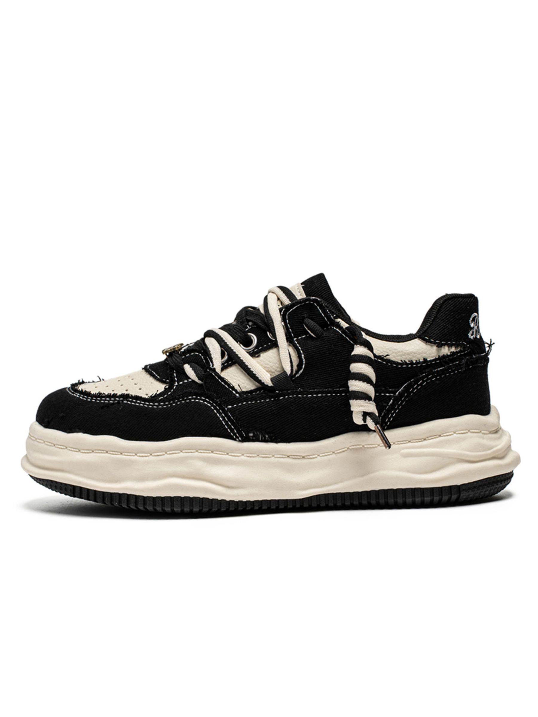 Black Lace Up Flatform Sneakers