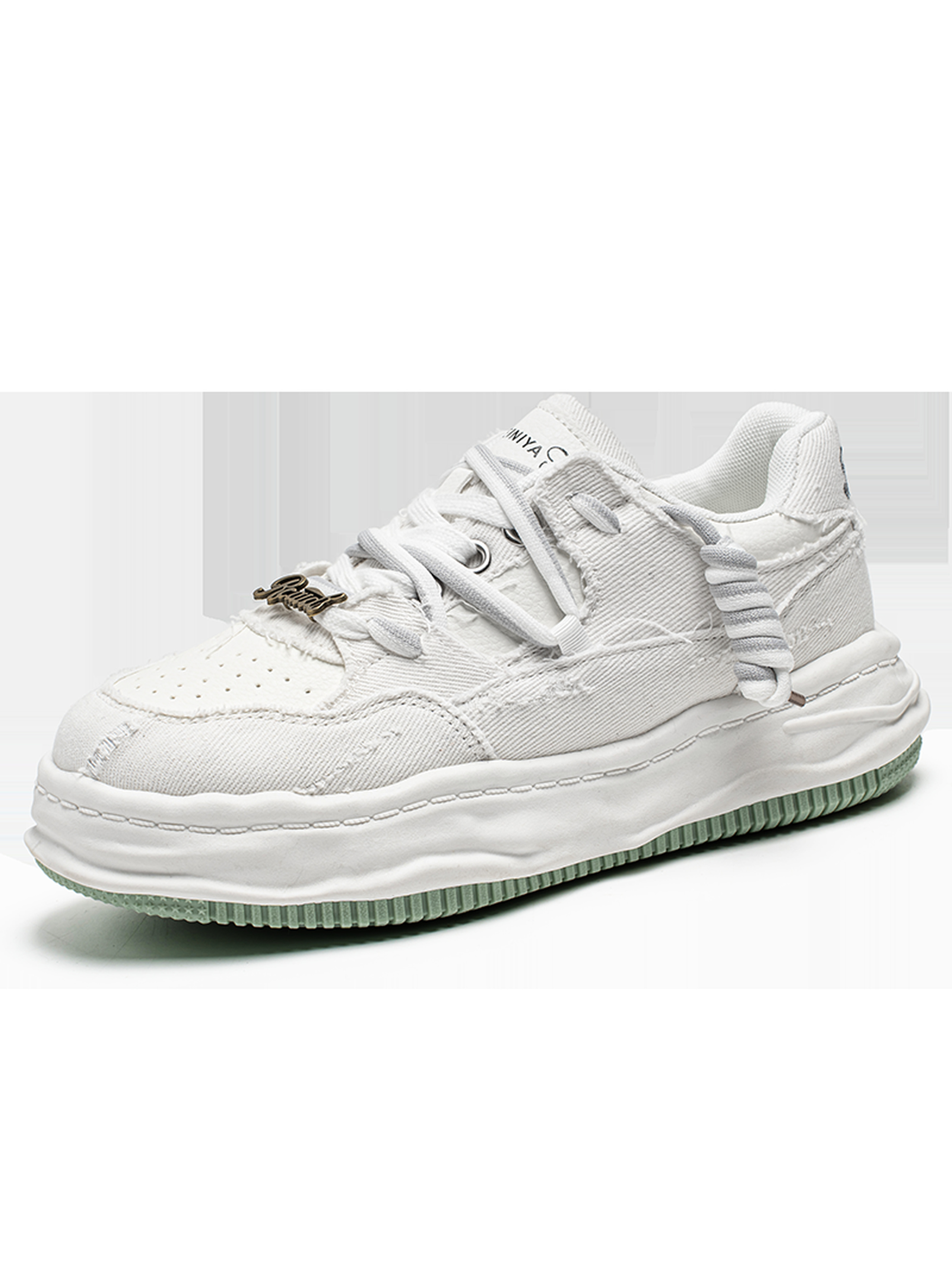 Mens White Distressed Casual Sneakers