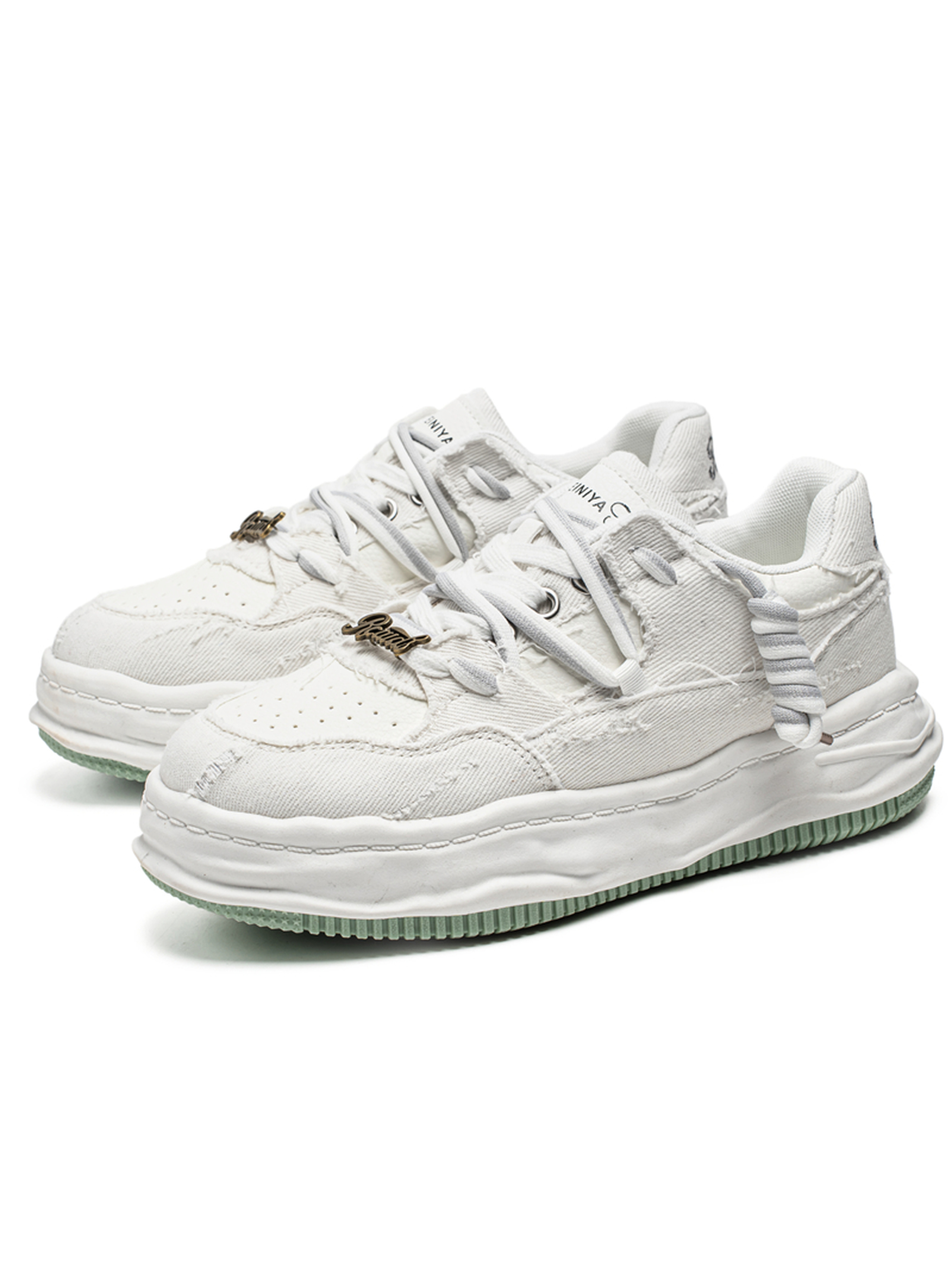 Mens White Distressed Casual Sneakers