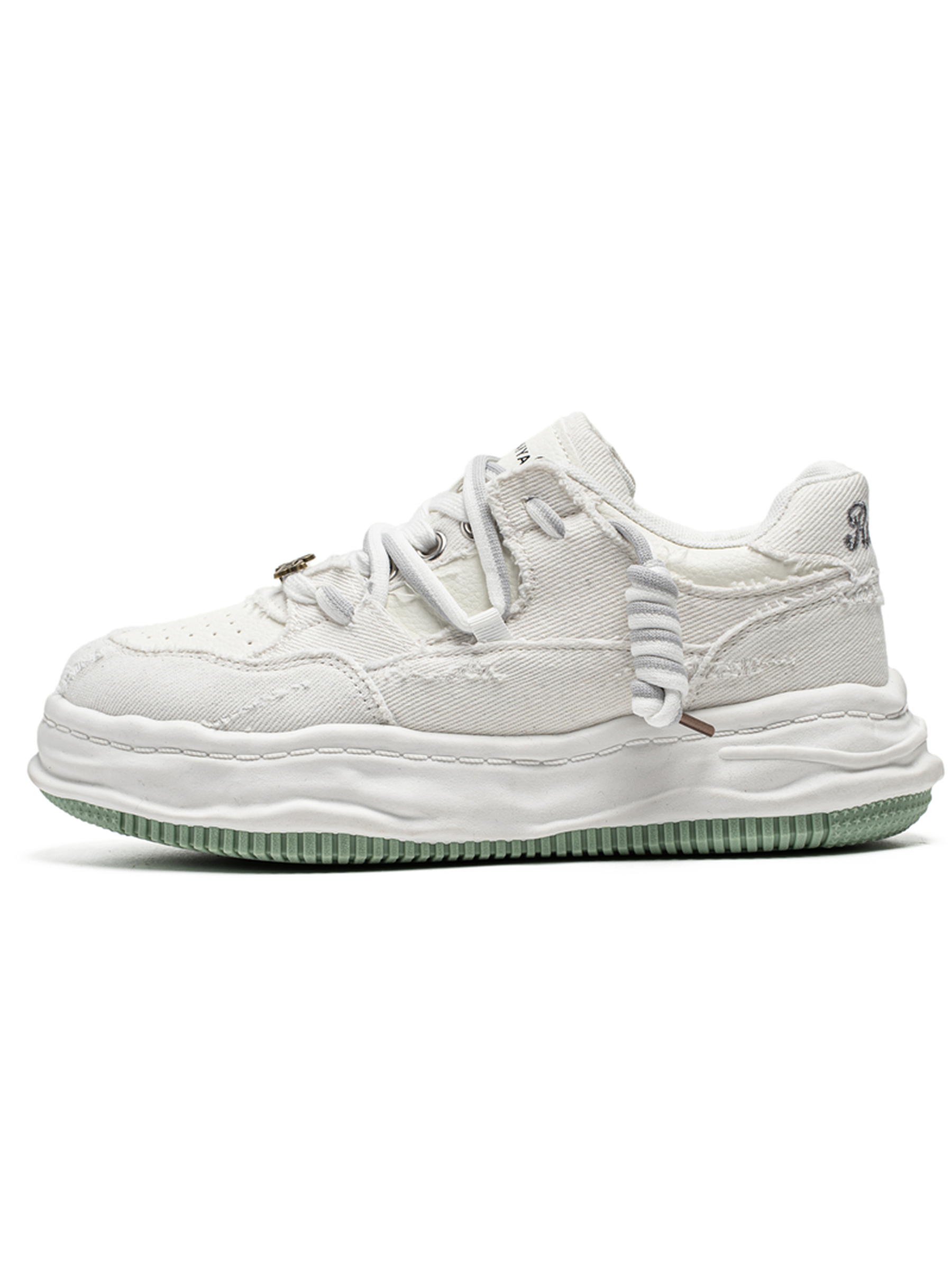 Mens White Distressed Casual Sneakers