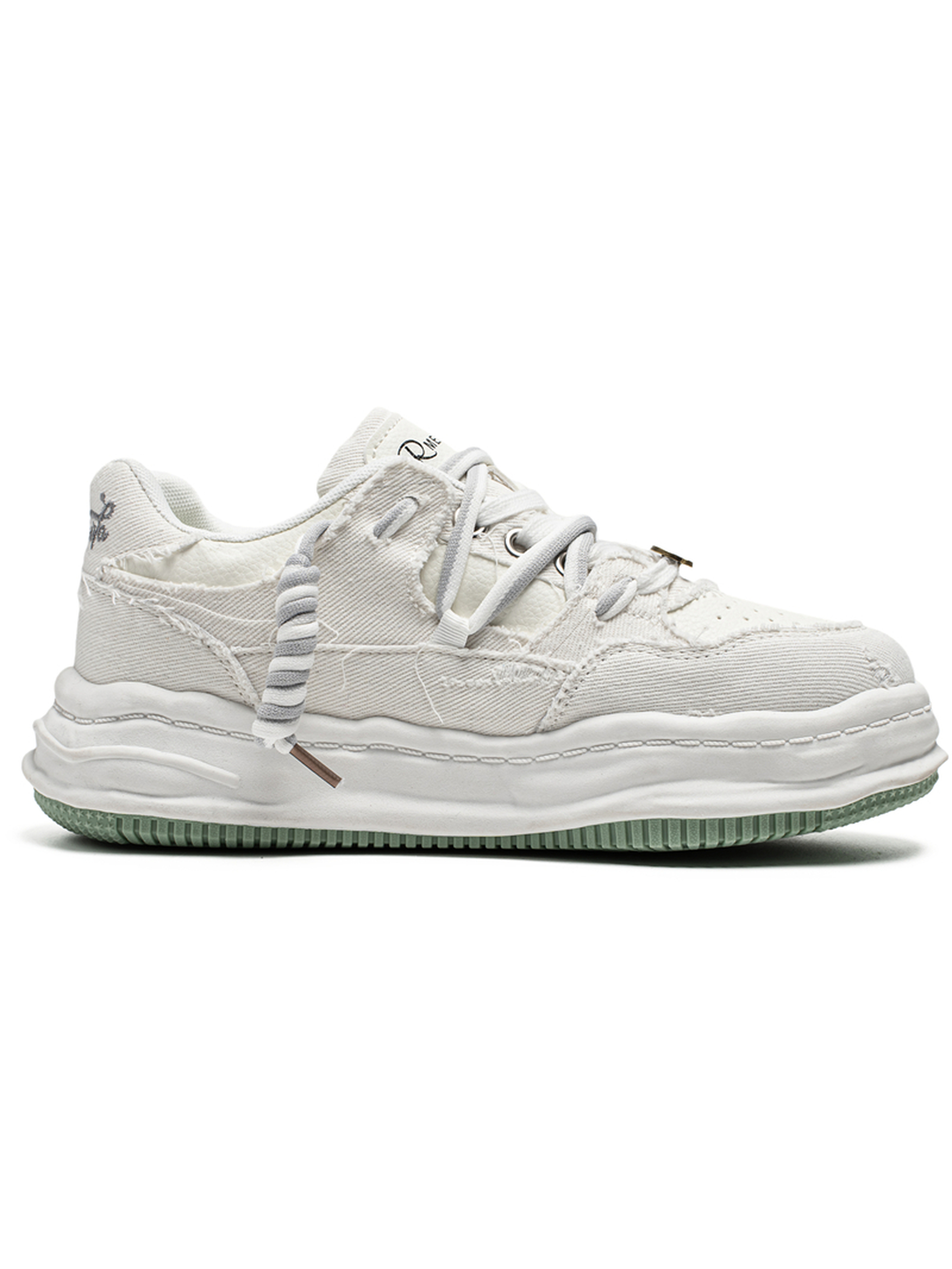 Mens White Distressed Casual Sneakers