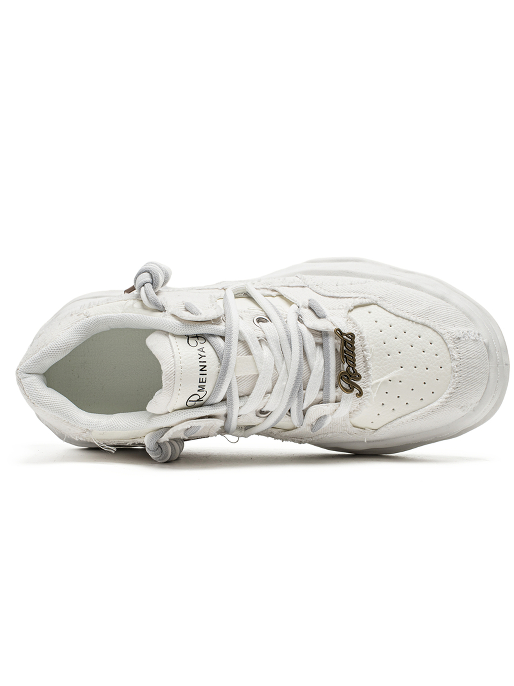 Mens White Distressed Casual Sneakers
