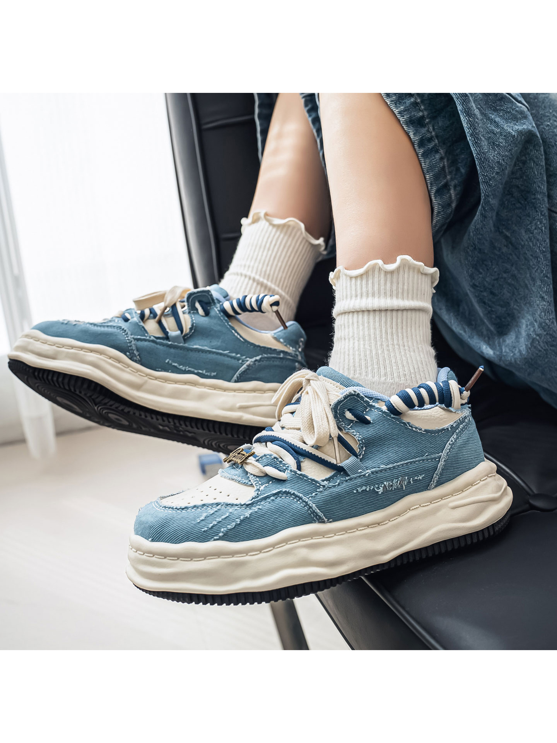 Denim-Look Casual Sneakers
