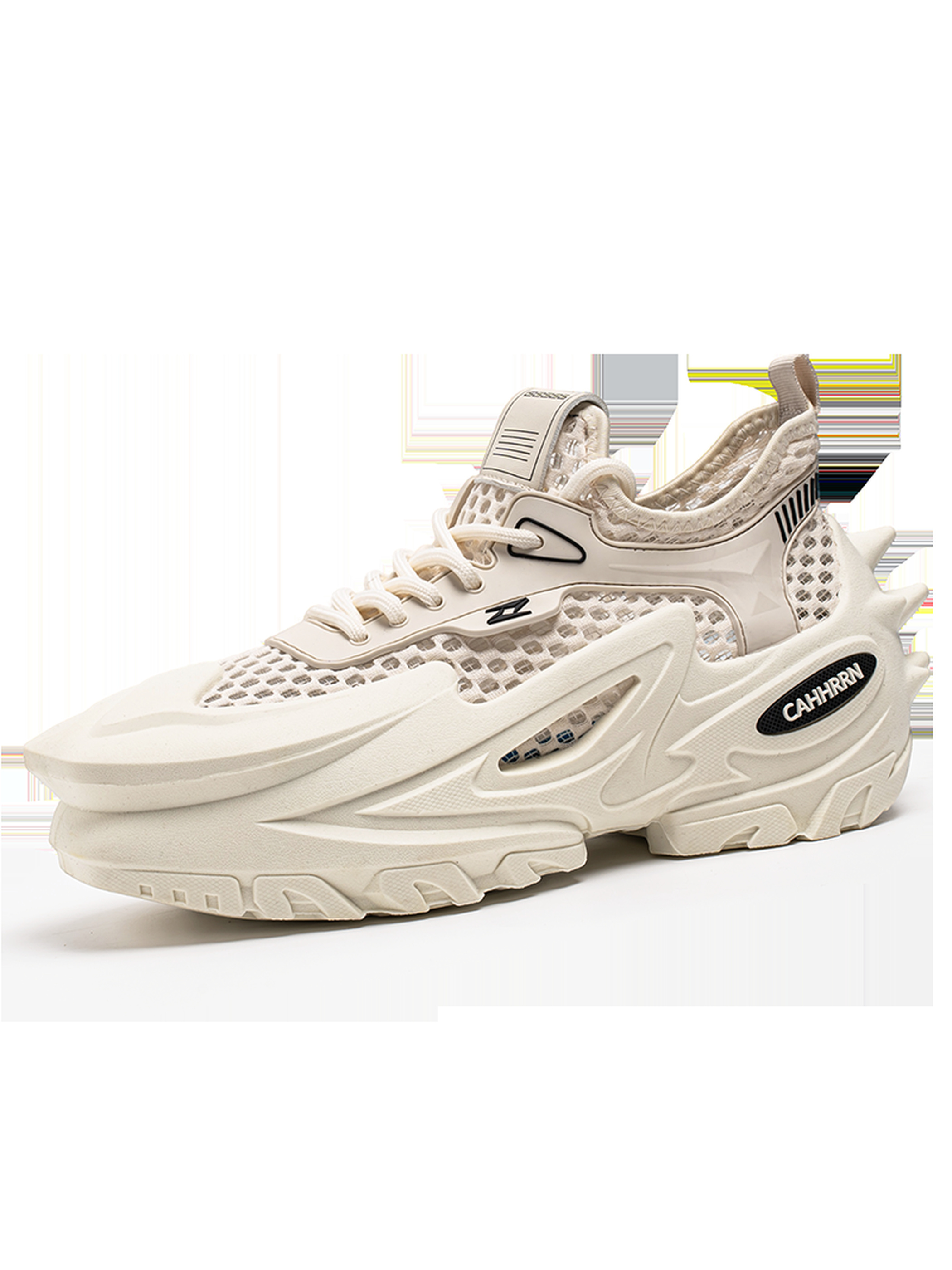 Beige Mesh Chunky Sole Sneakers