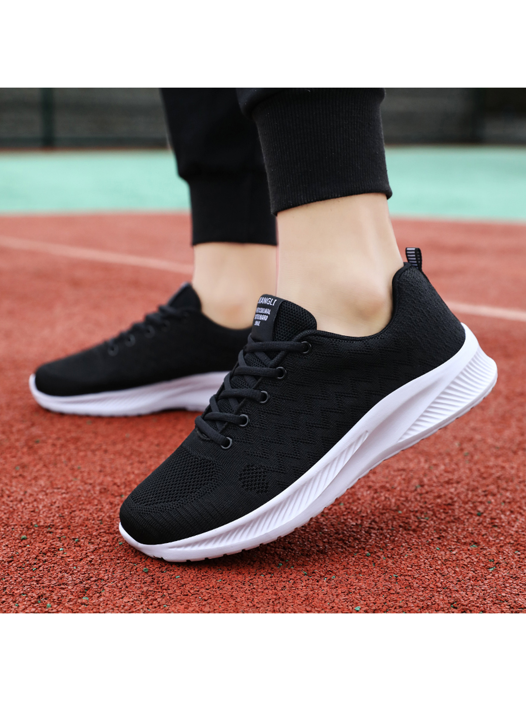 Mens Black Mesh Athletic Sneakers