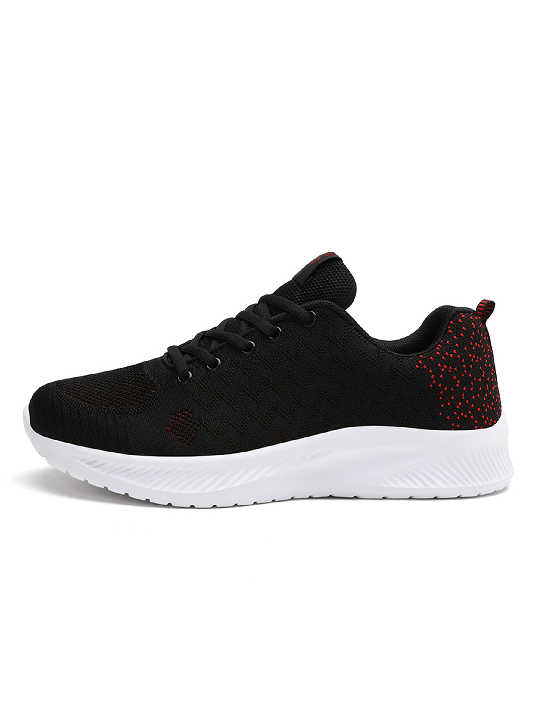Mens Black Knit Lace Up Sneakers