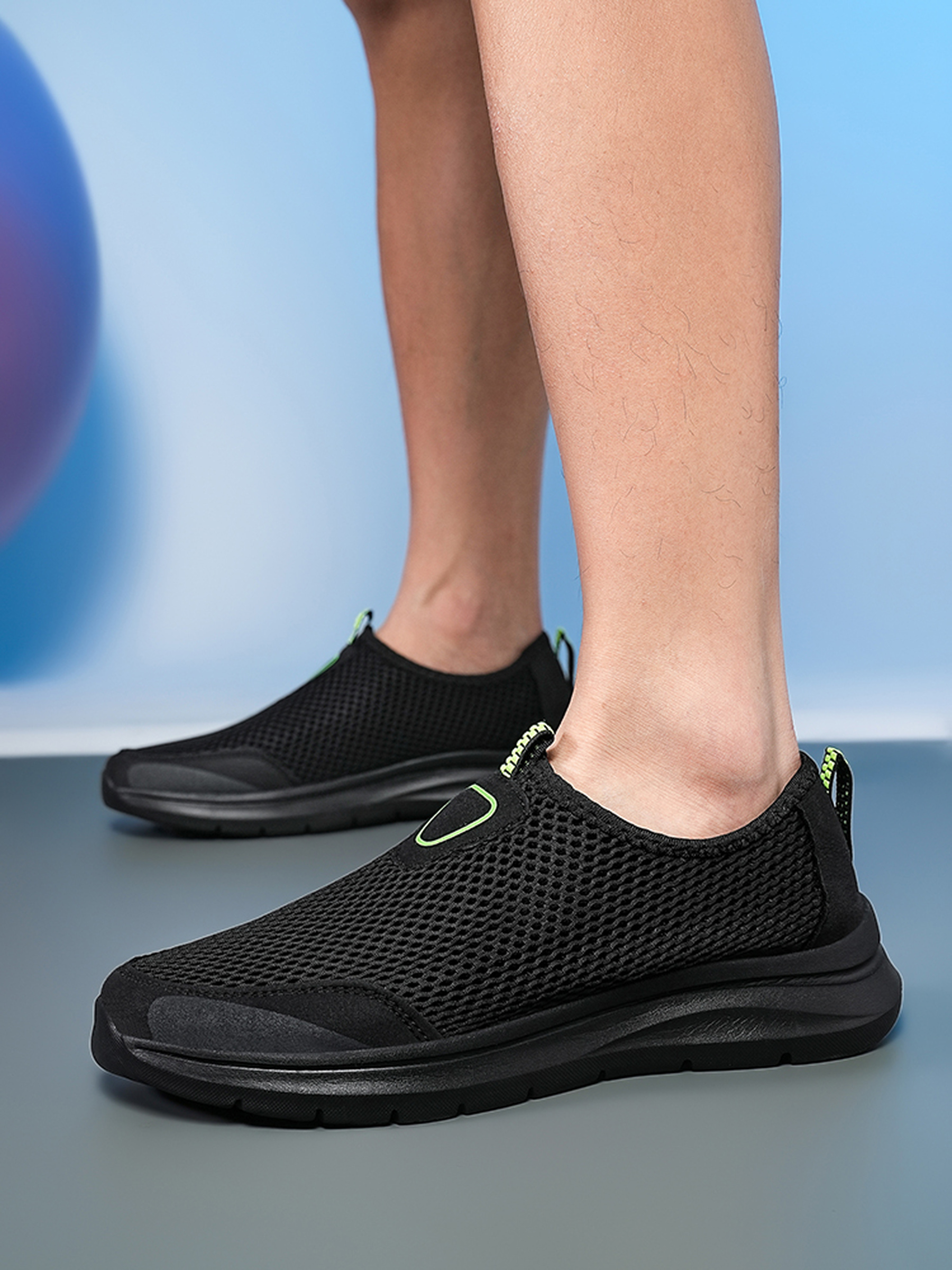 Black Mesh Slip-On Sneakers