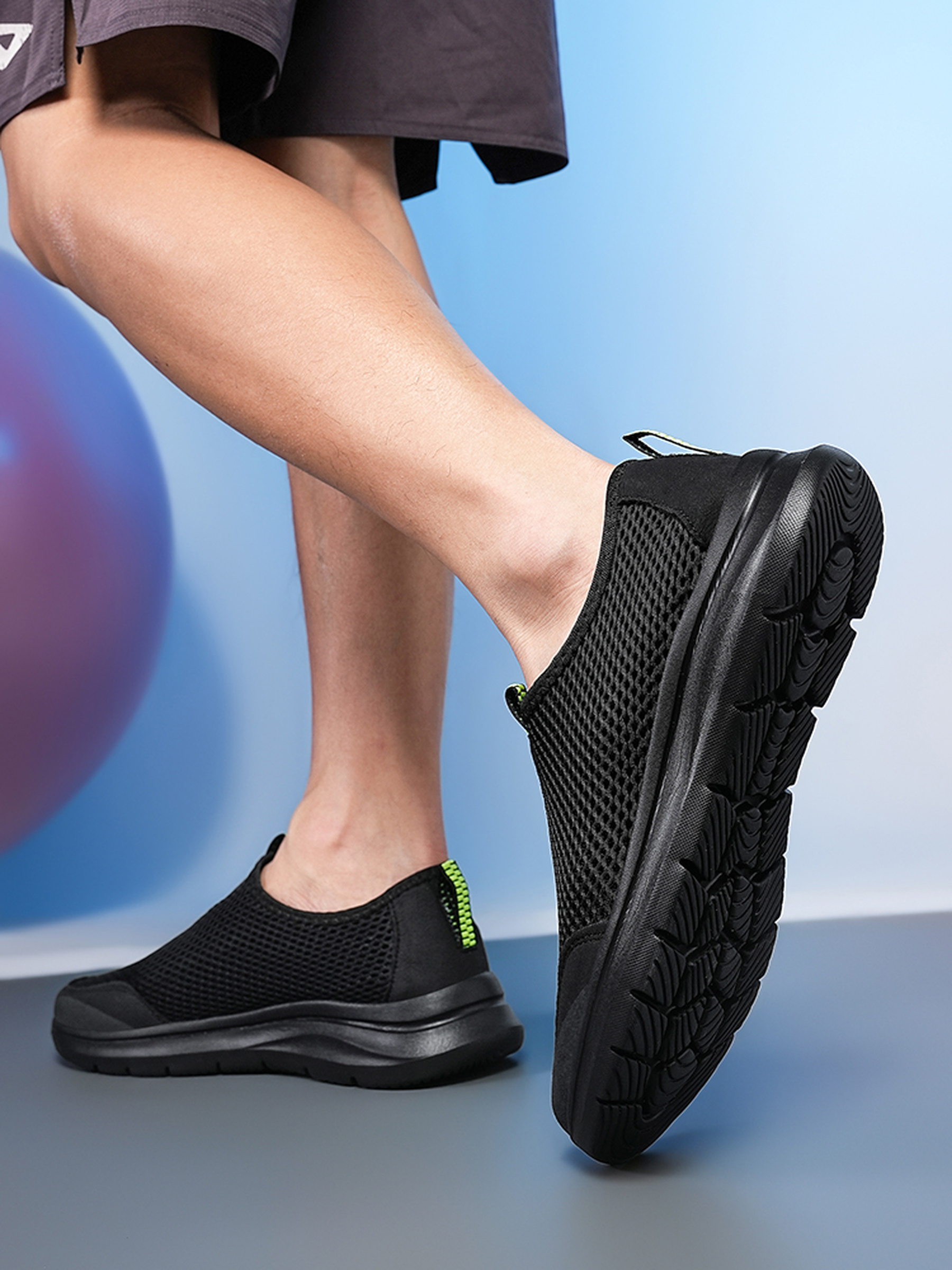 Black Mesh Slip-On Sneakers