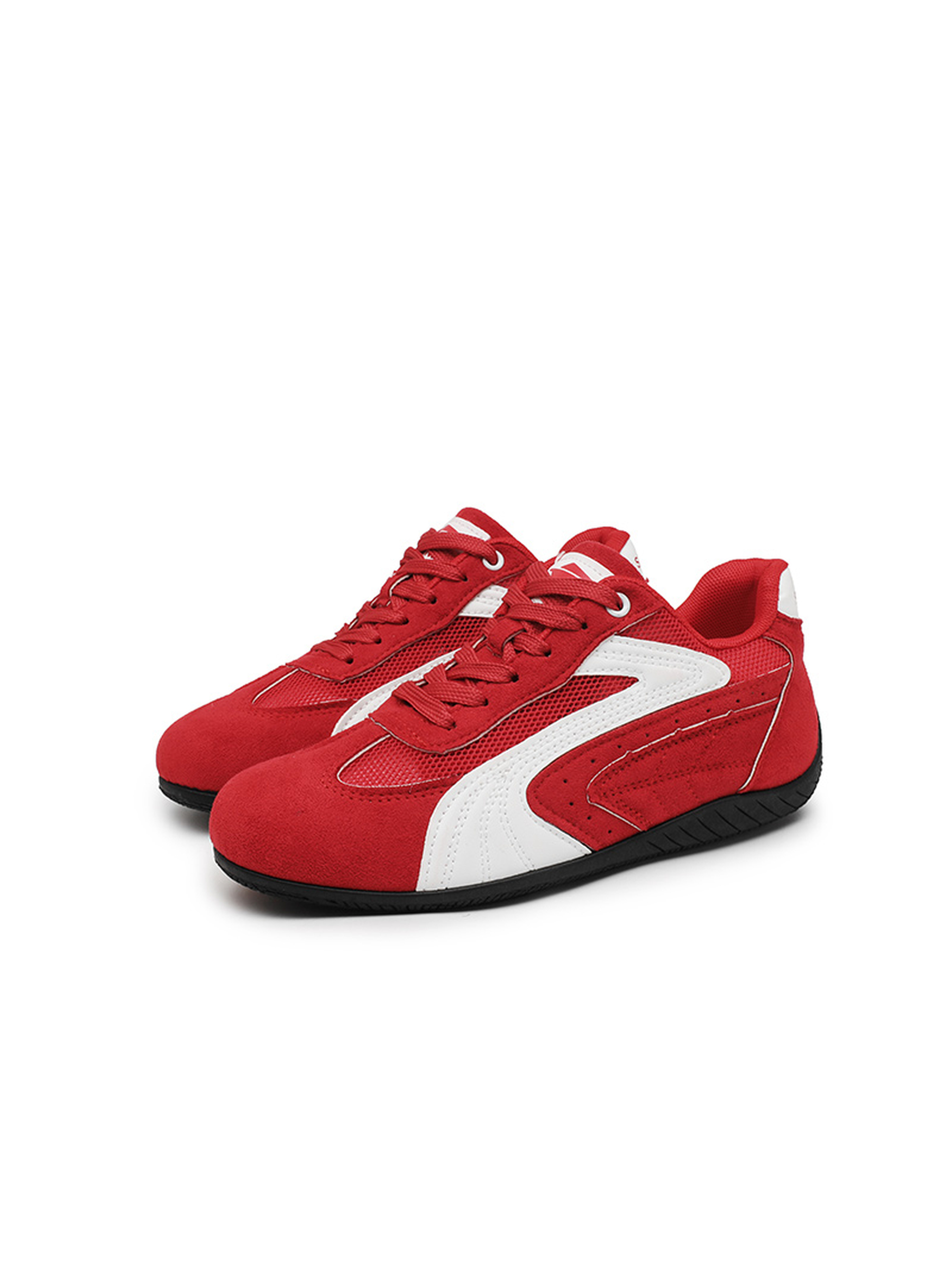 Mens Red Suede Look Lace Up Sneakers