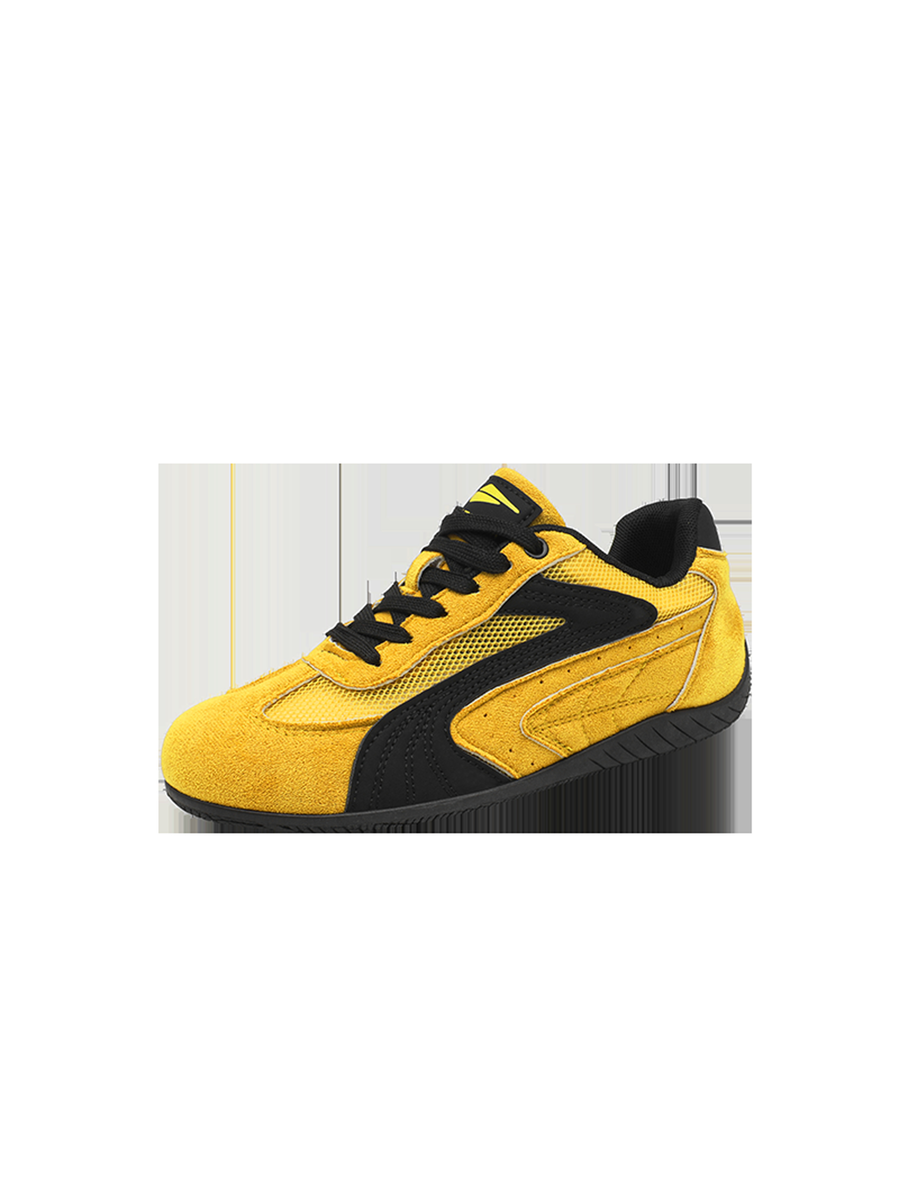 Mens Yellow Suede Look Lace Up Sneakers