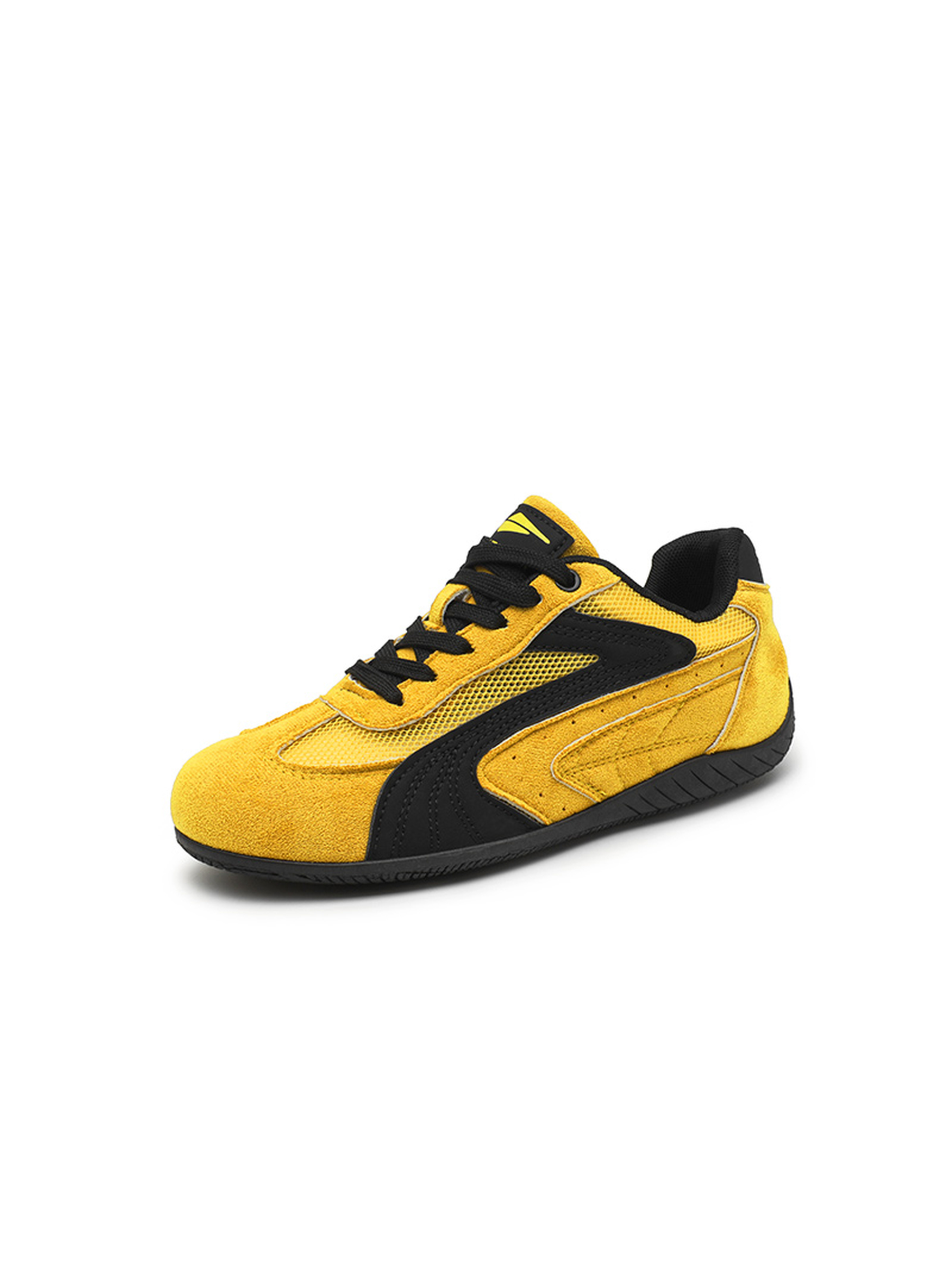 Mens Yellow Suede Look Lace Up Sneakers