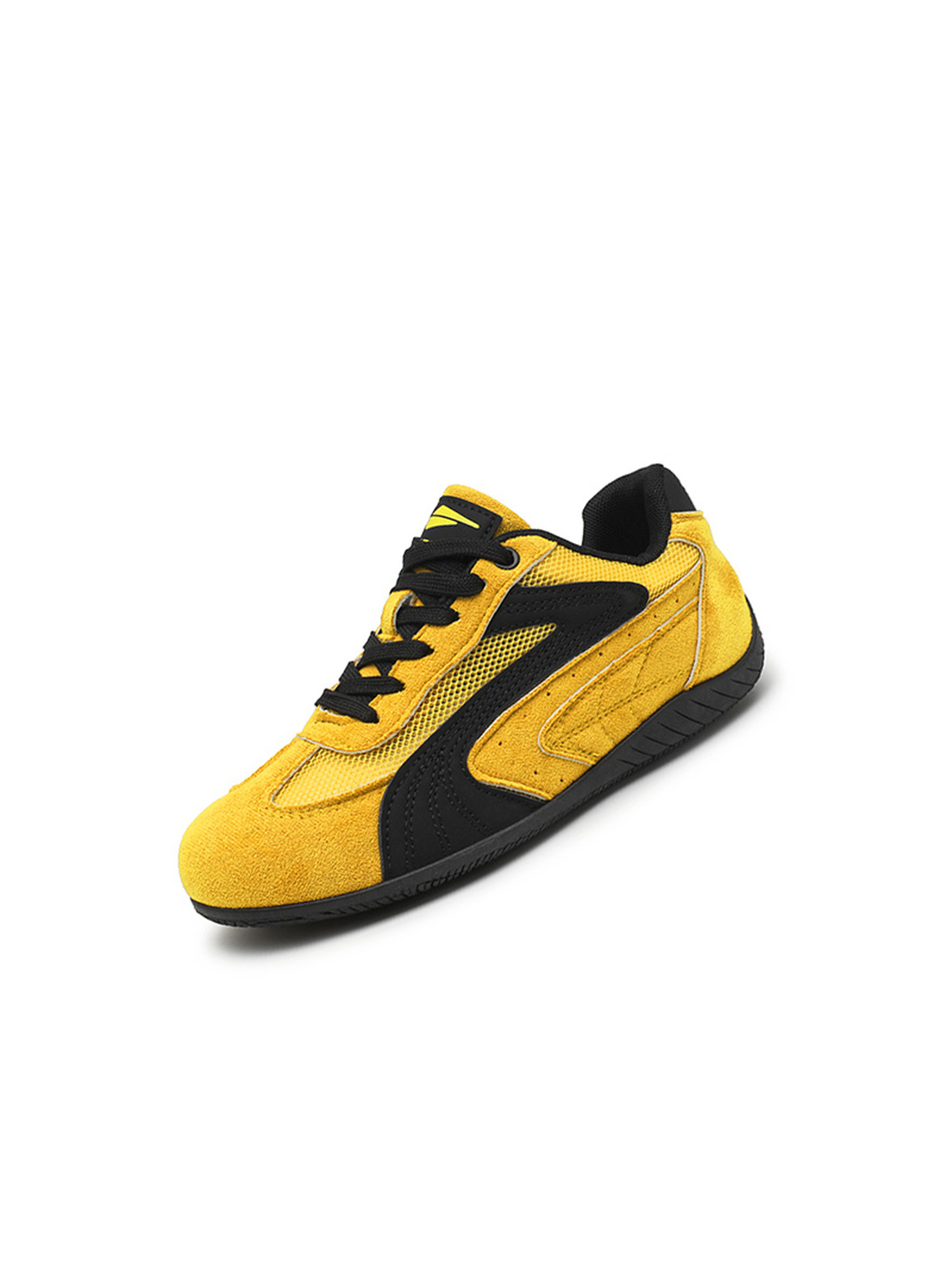 Mens Yellow Suede Look Lace Up Sneakers