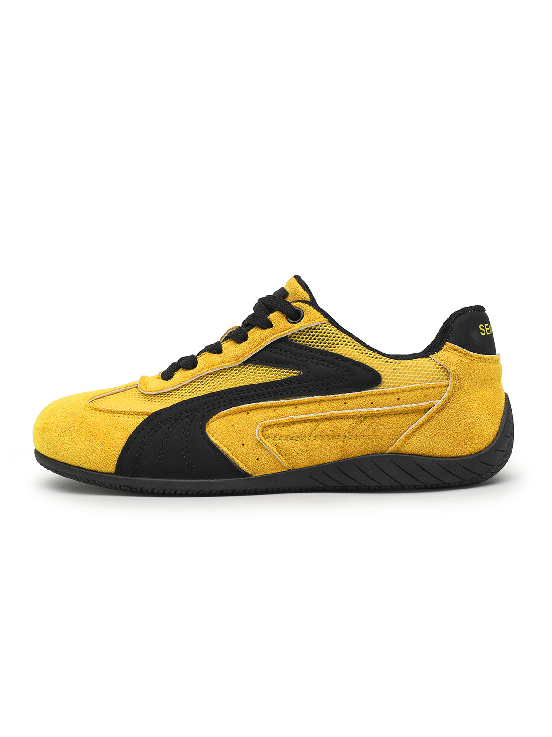 Mens Yellow Suede Look Lace Up Sneakers