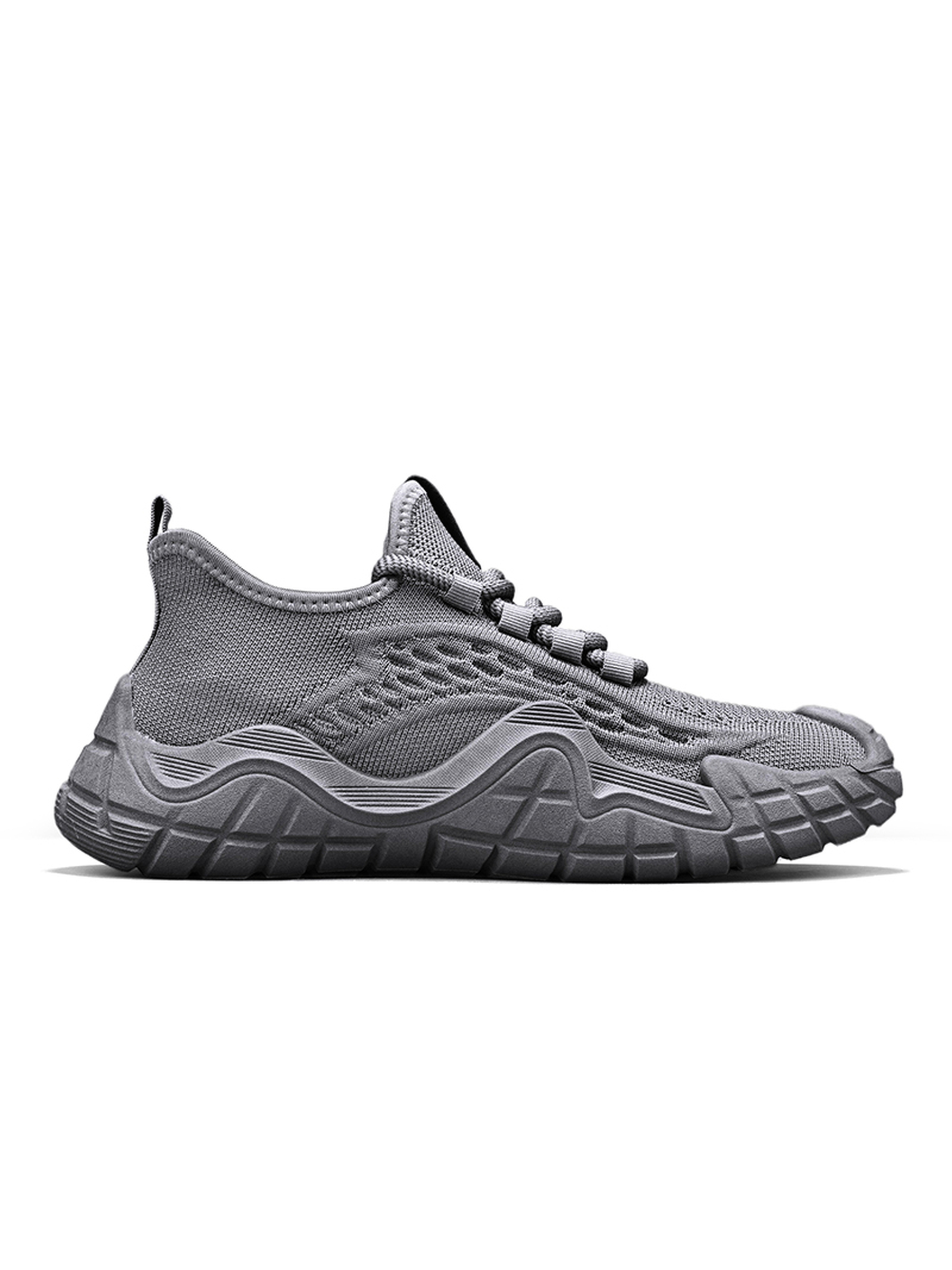 Mens Grey Lightweight Lace Up Sneakers
