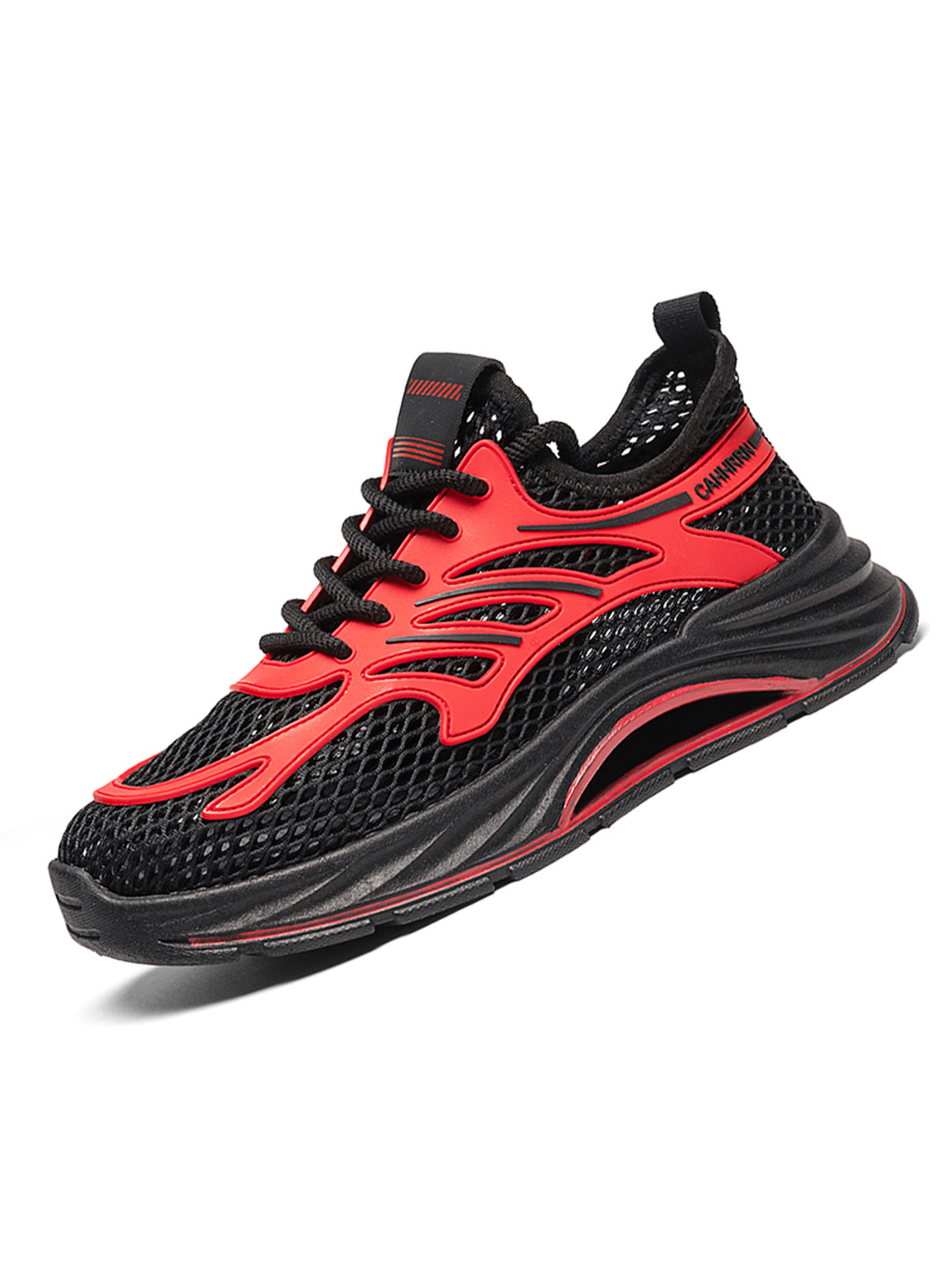 Red and Black Mesh Sporty Sneakers