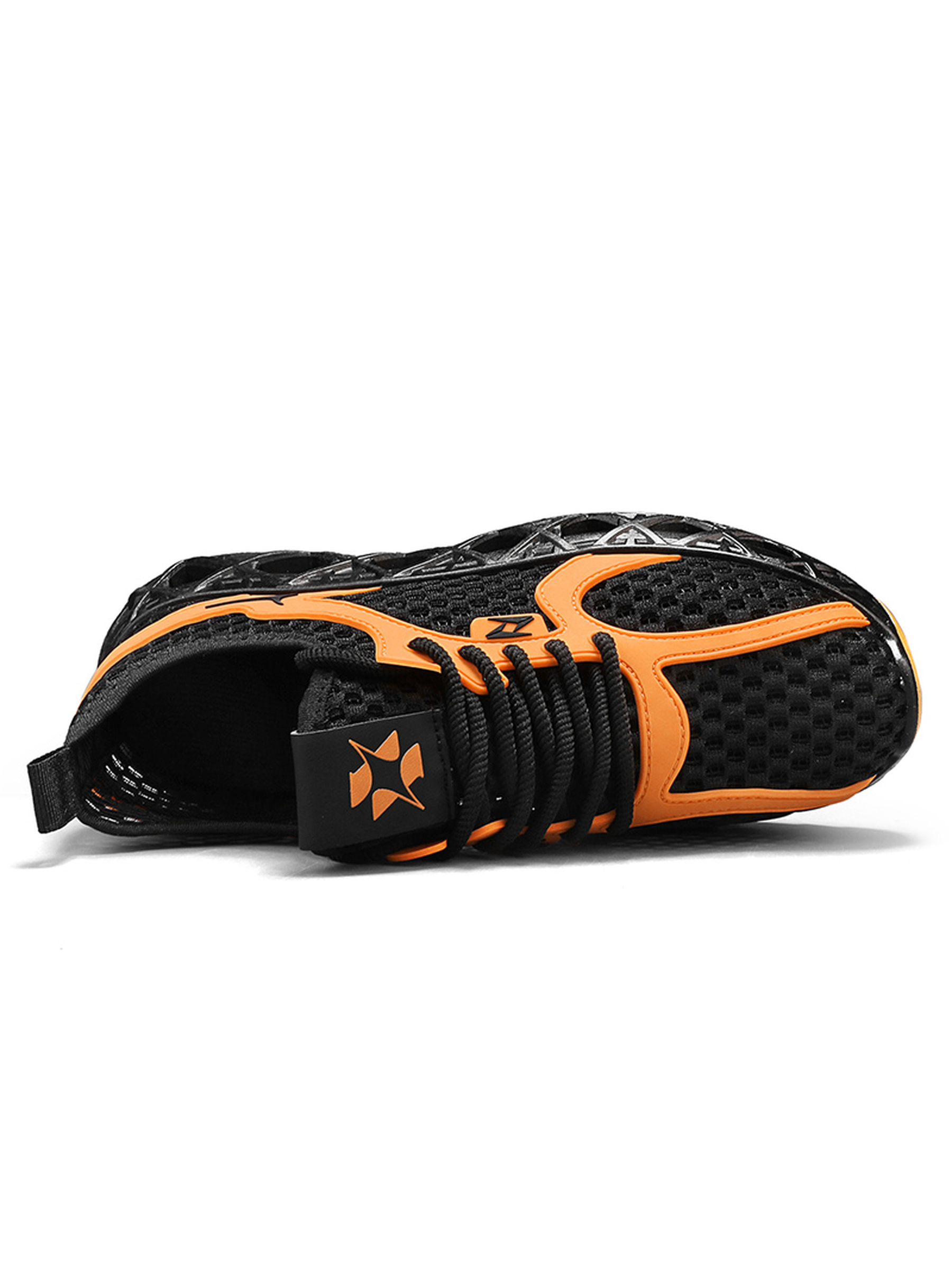 Mens Dynamic Orange and Black Mesh Sporty Sneakers