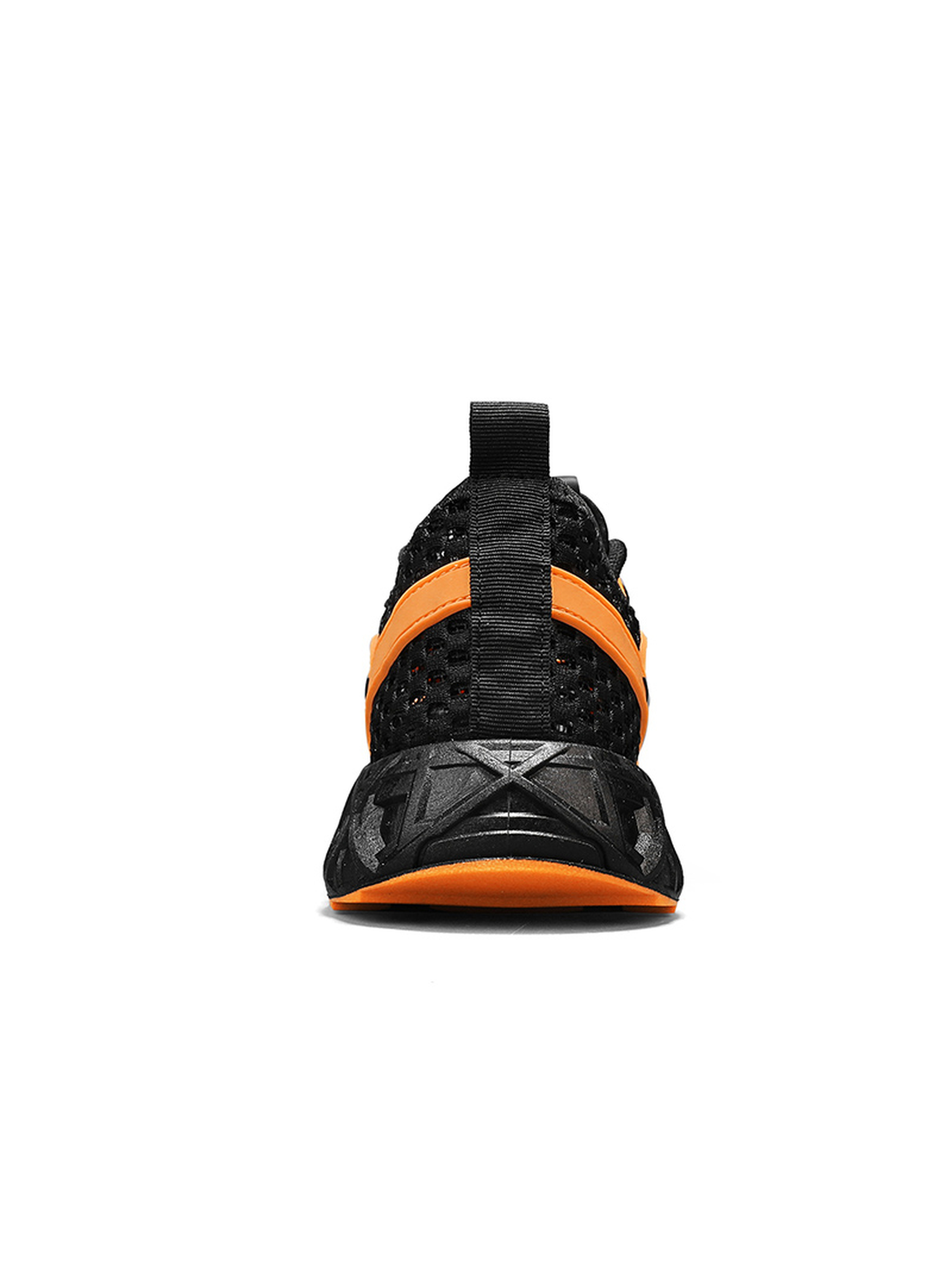Mens Dynamic Orange and Black Mesh Sporty Sneakers